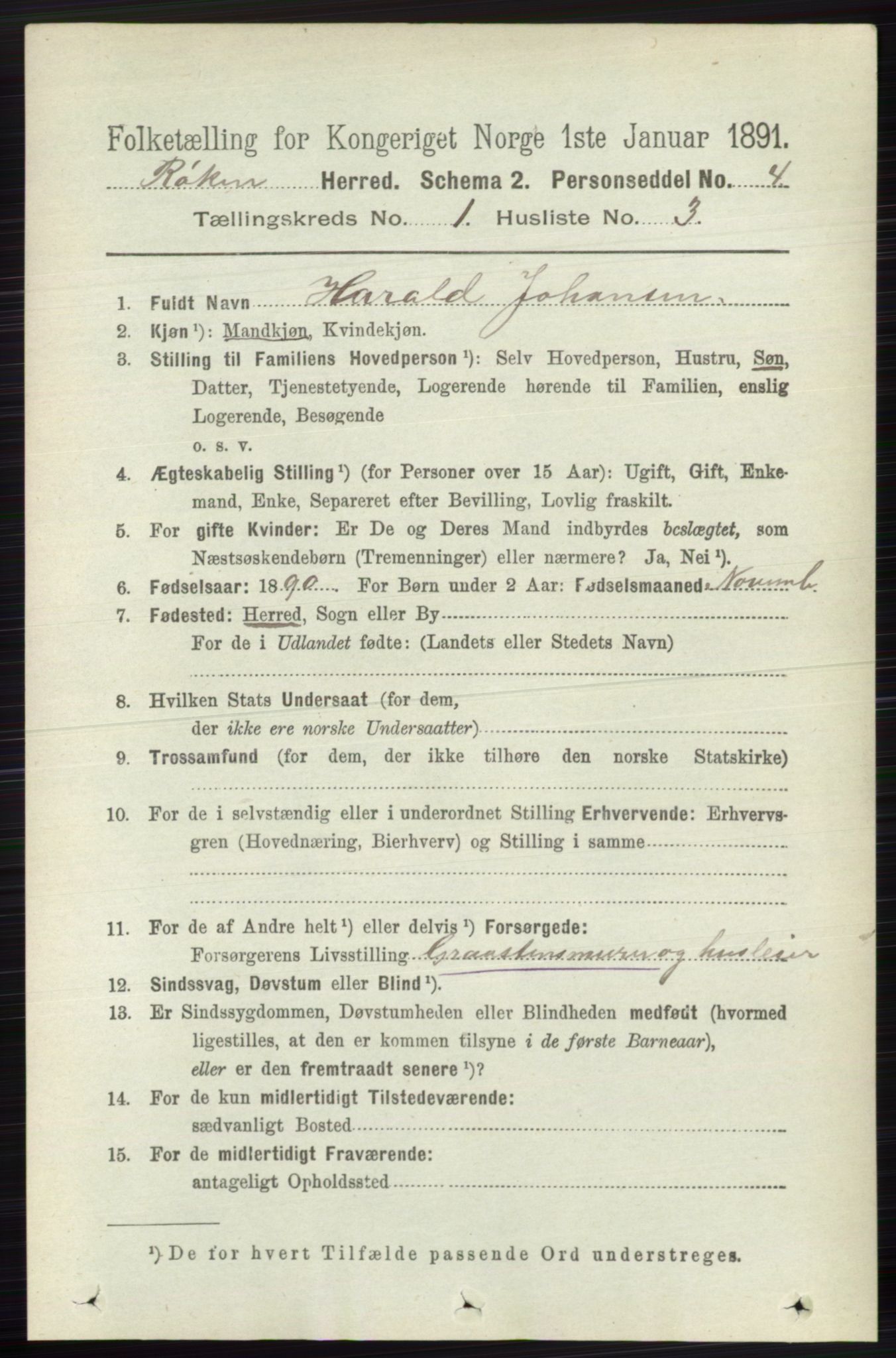 RA, 1891 census for 0627 Røyken, 1891, p. 105