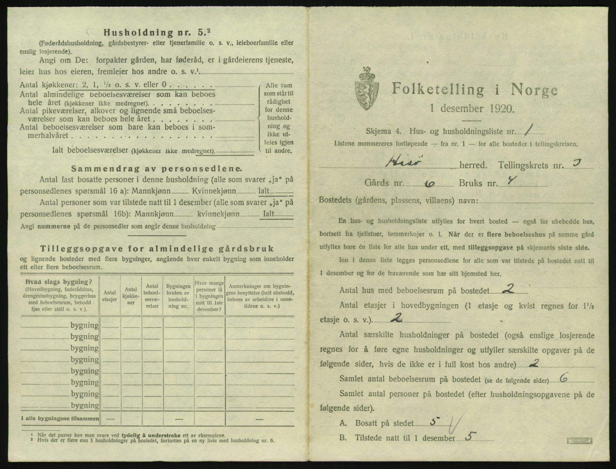 SAK, 1920 census for Hisøy, 1920, p. 662