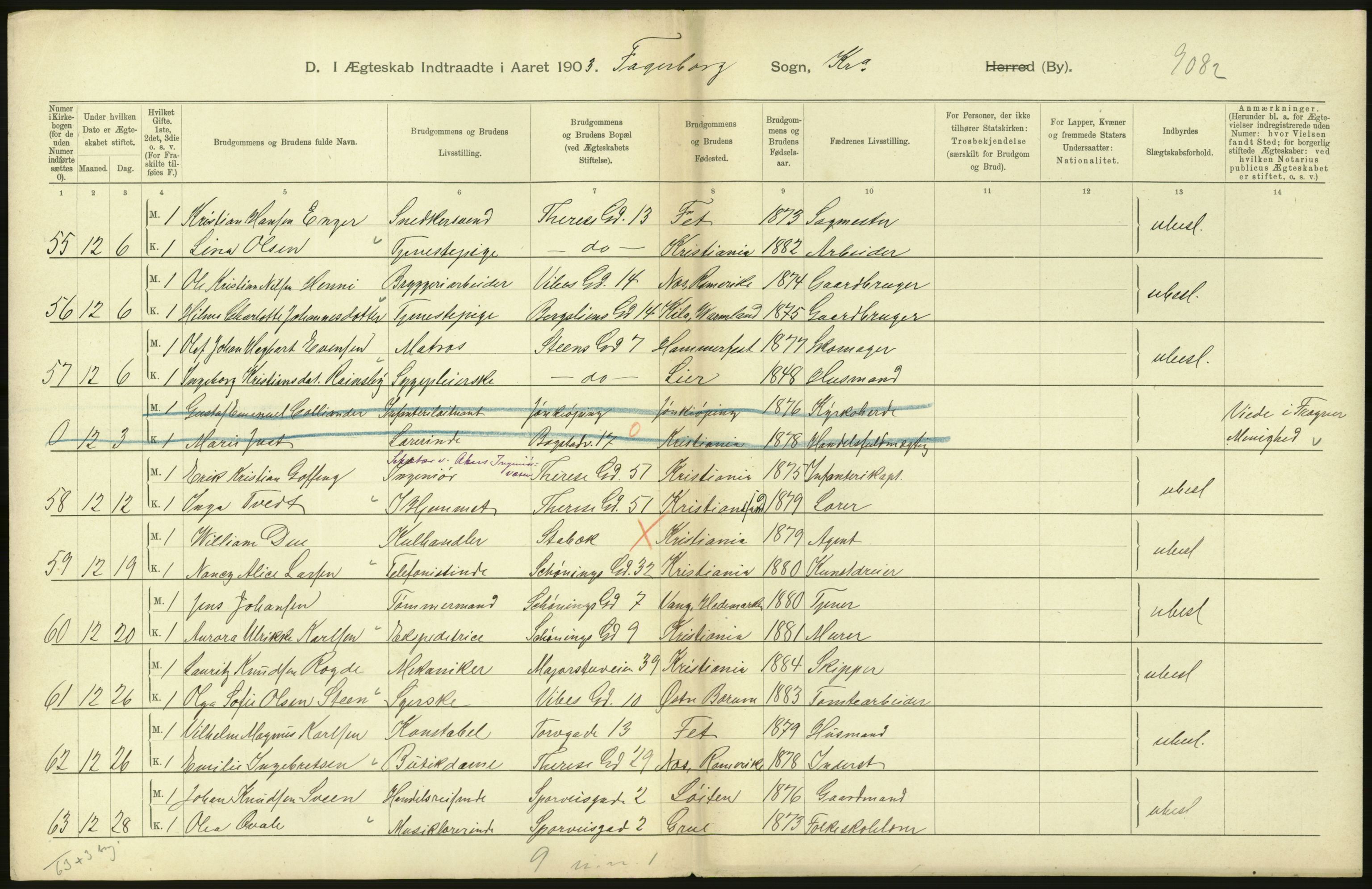 Statistisk sentralbyrå, Sosiodemografiske emner, Befolkning, AV/RA-S-2228/D/Df/Dfa/Dfaa/L0004: Kristiania: Gifte, døde, 1903, p. 712