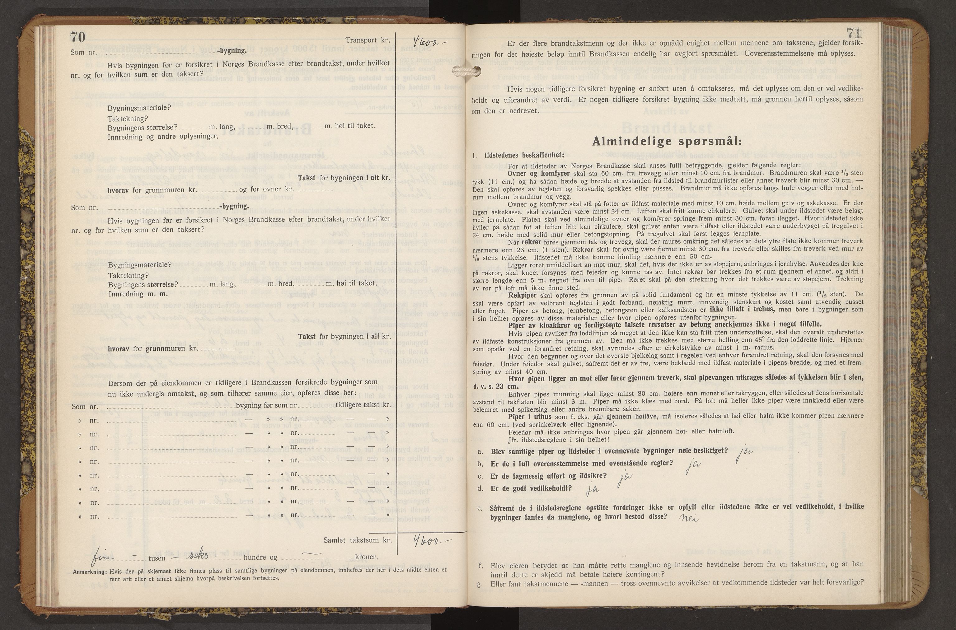 Norges Brannkasse Strinda, AV/SAT-A-5516/Fb/L0009: Branntakstprotokoll, 1940-1946, p. 70-71