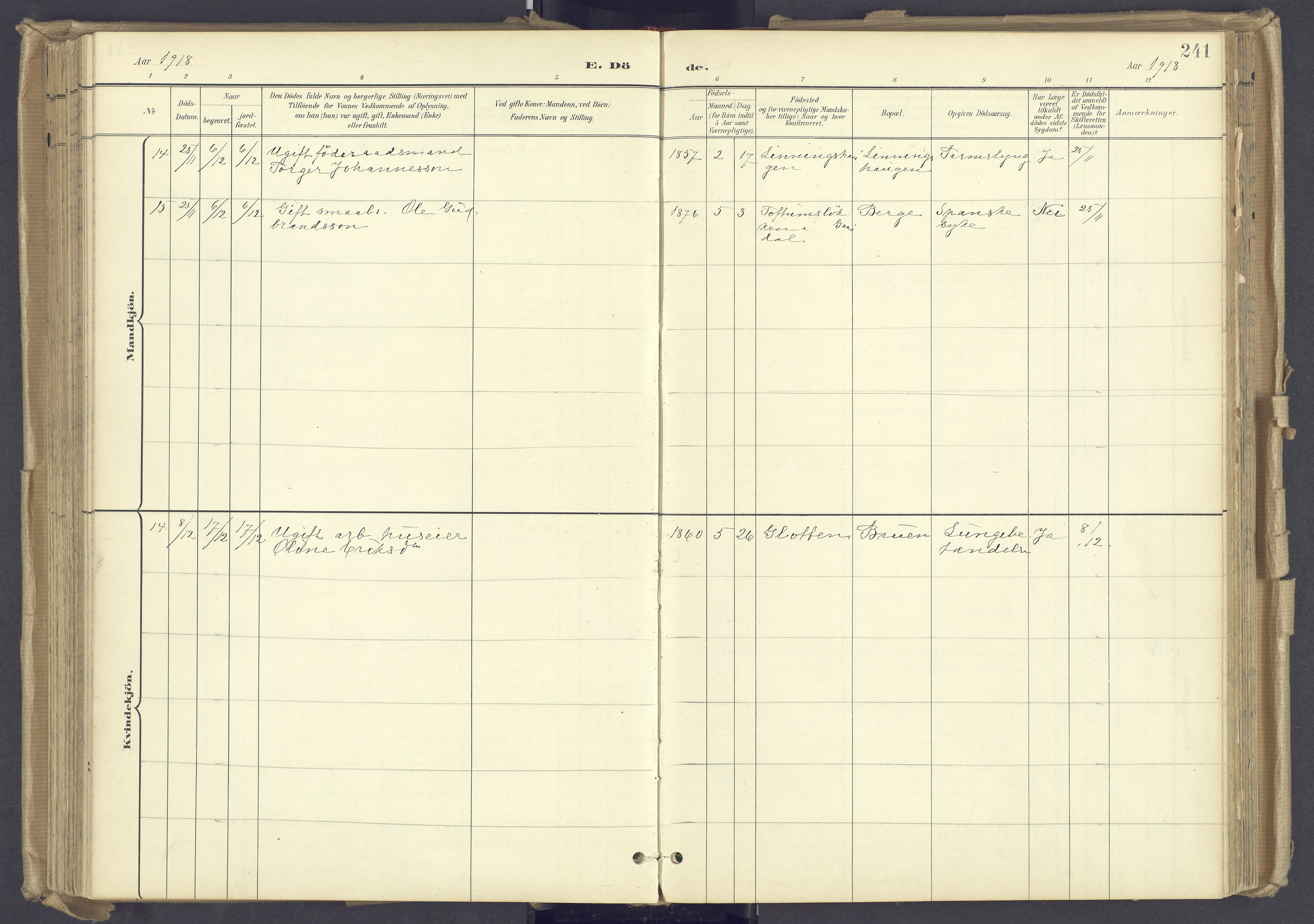 Øyer prestekontor, AV/SAH-PREST-084/H/Ha/Haa/L0012: Parish register (official) no. 12, 1897-1920, p. 241