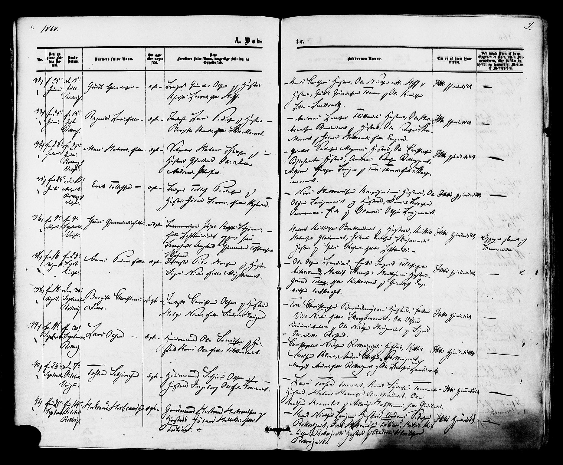 Rollag kirkebøker, SAKO/A-240/F/Fa/L0009: Parish register (official) no. I 9, 1860-1874, p. 7