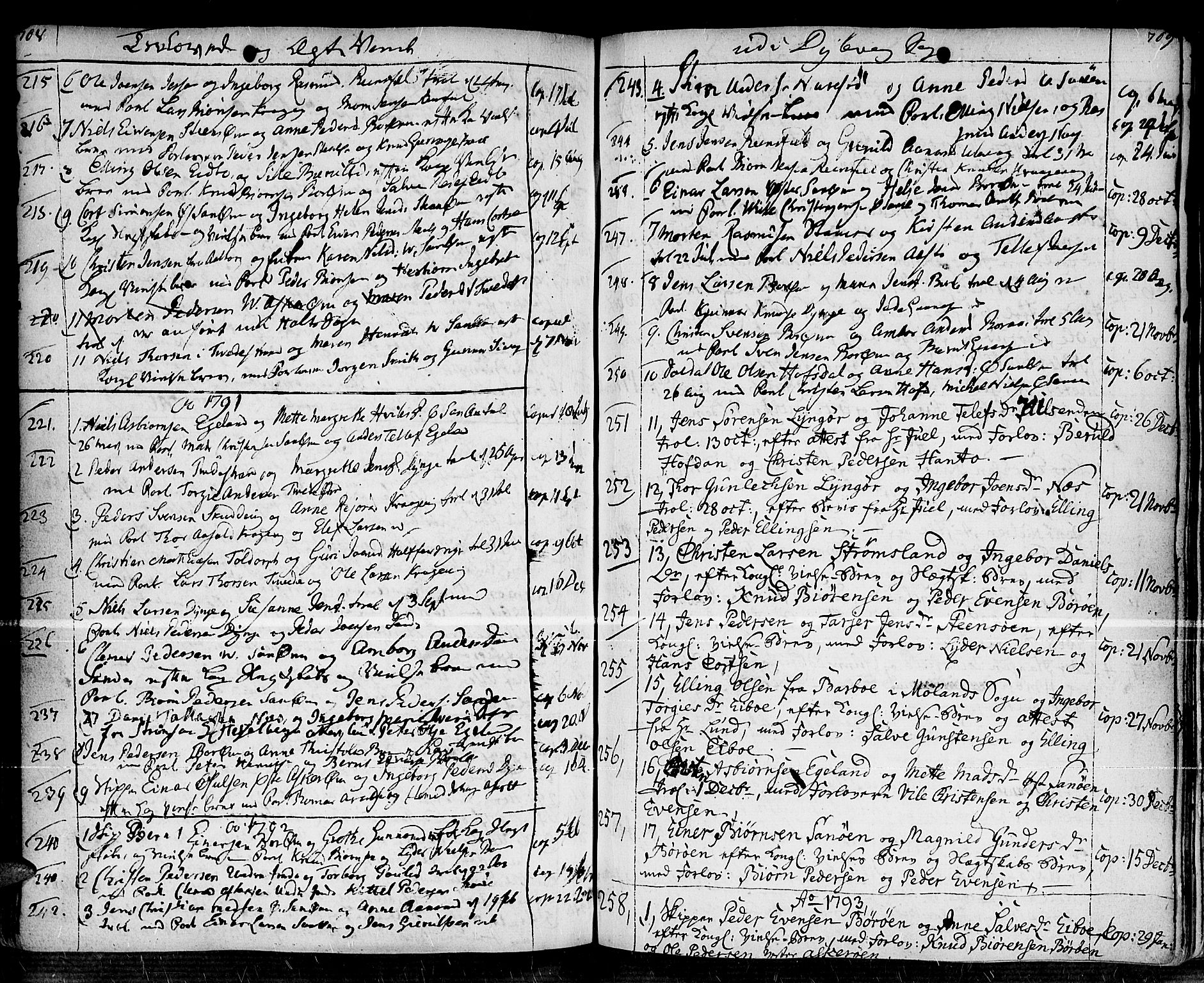 Dypvåg sokneprestkontor, SAK/1111-0007/F/Fa/Faa/L0001: Parish register (official) no. A 1 /1, 1765-1798, p. 708-709