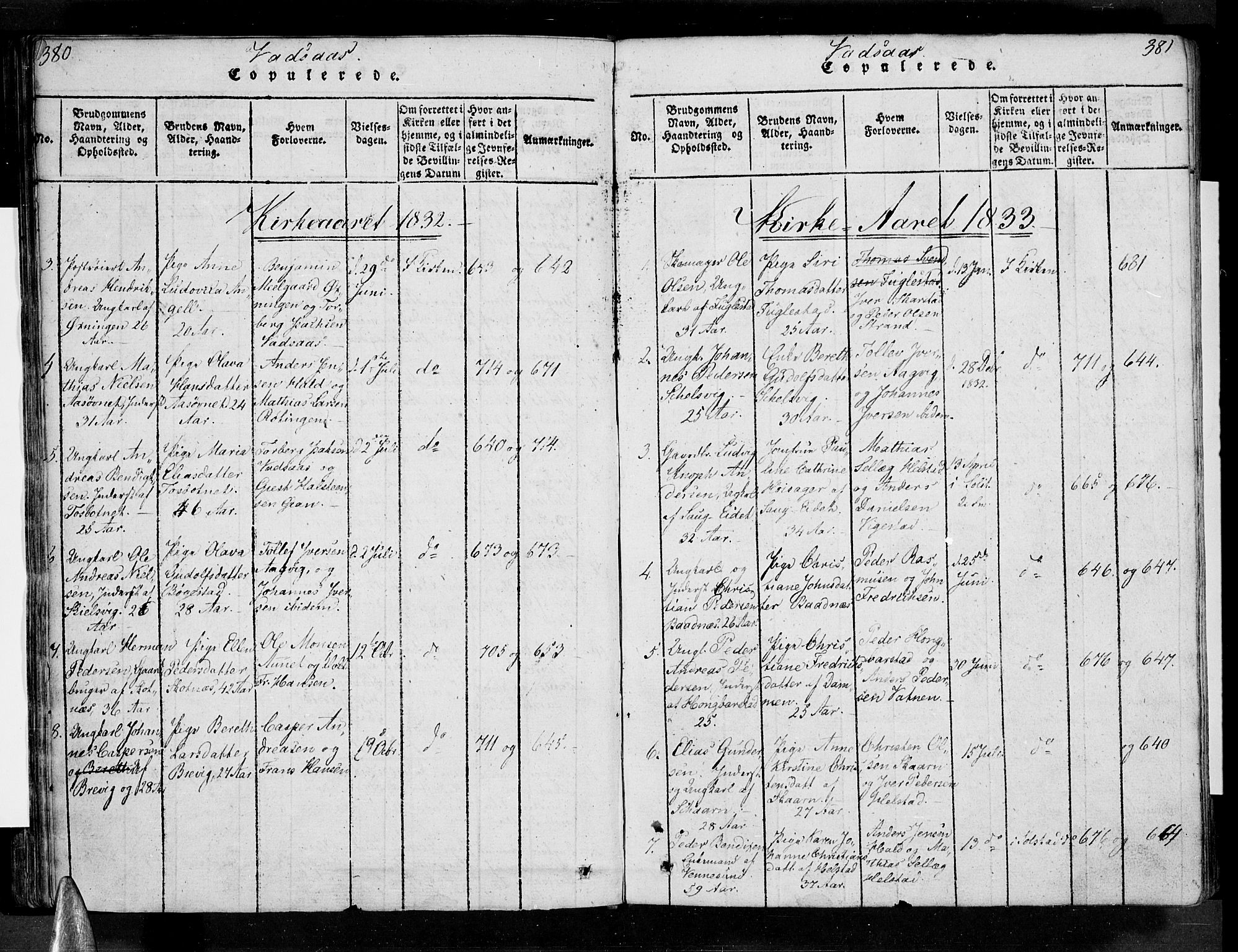 Ministerialprotokoller, klokkerbøker og fødselsregistre - Nordland, AV/SAT-A-1459/810/L0142: Parish register (official) no. 810A06 /1, 1819-1841, p. 380-381