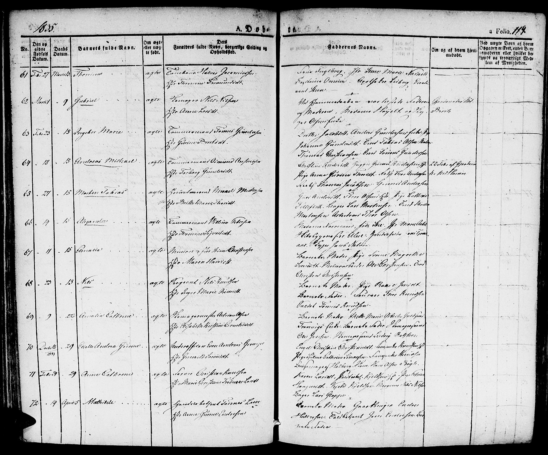 Kristiansand domprosti, SAK/1112-0006/F/Fa/L0011: Parish register (official) no. A 11, 1827-1841, p. 119