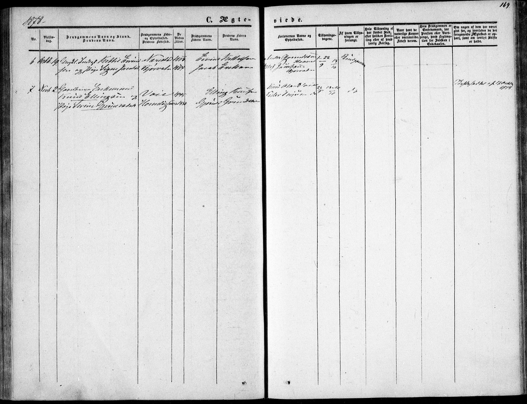 Gjerstad sokneprestkontor, AV/SAK-1111-0014/F/Fa/Fab/L0003: Parish register (official) no. A 3, 1853-1878, p. 169