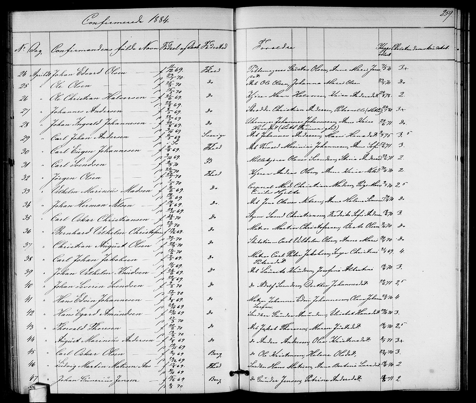 Halden prestekontor Kirkebøker, SAO/A-10909/G/Ga/L0007: Parish register (copy) no. 7, 1869-1884, p. 259