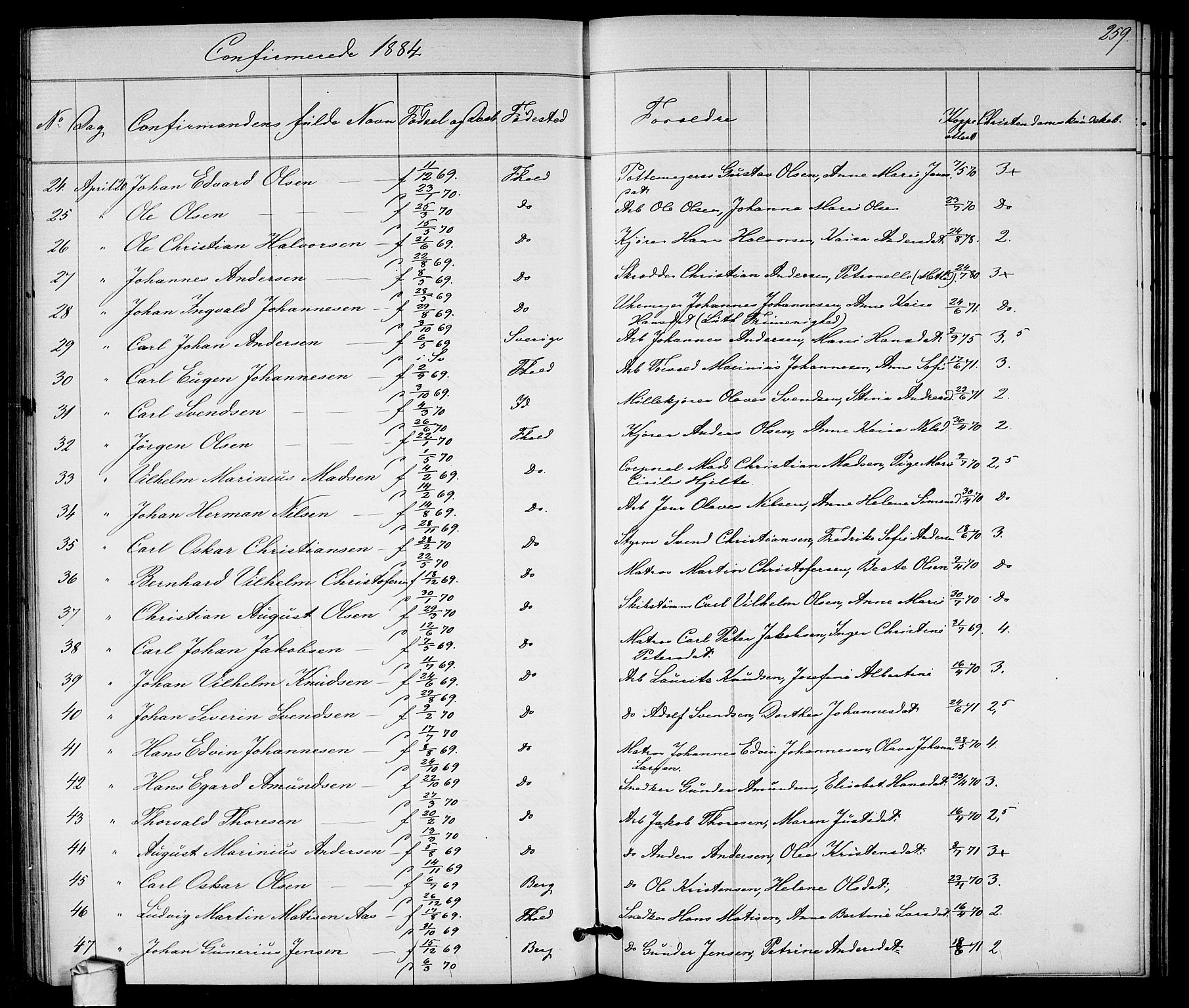 Halden prestekontor Kirkebøker, AV/SAO-A-10909/G/Ga/L0007: Parish register (copy) no. 7, 1869-1884, p. 259