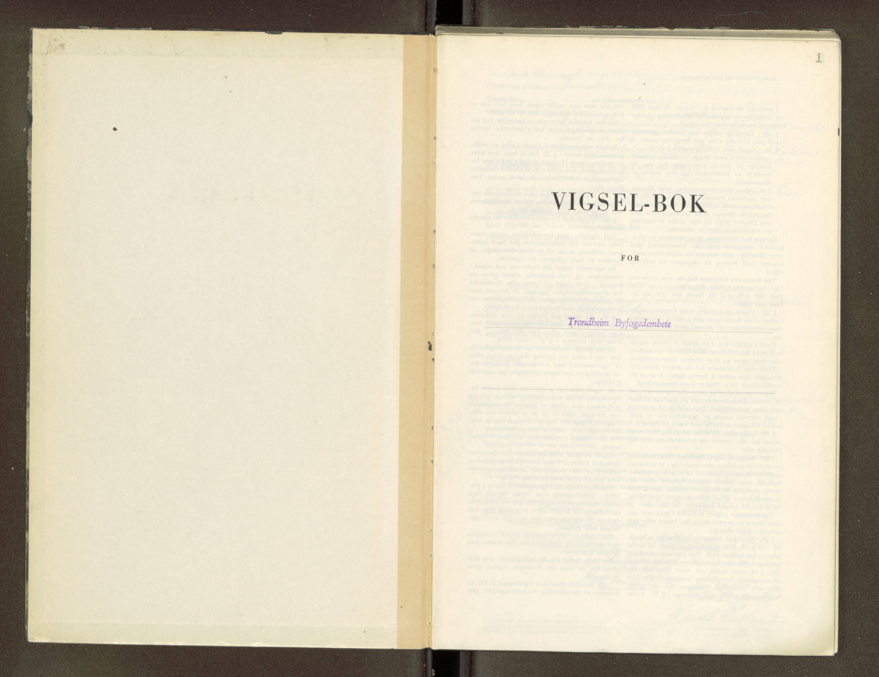 Trondheim byfogd, AV/SAT-A-0003/1/6/6D/L0005: Vigselbøker, 1944-1948, p. 1