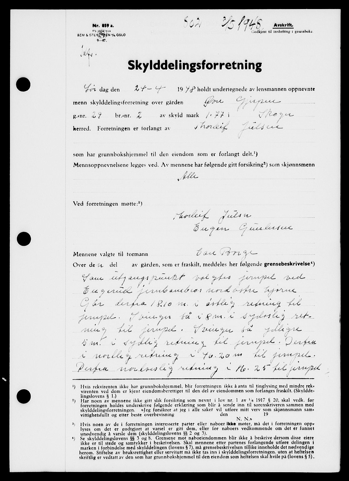 Holmestrand sorenskriveri, AV/SAKO-A-67/G/Ga/Gaa/L0064: Mortgage book no. A-64, 1948-1948, Diary no: : 802/1948
