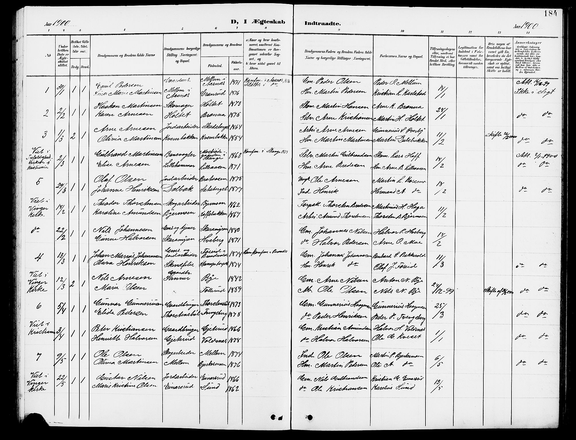 Grue prestekontor, AV/SAH-PREST-036/H/Ha/Hab/L0005: Parish register (copy) no. 5, 1900-1909, p. 184