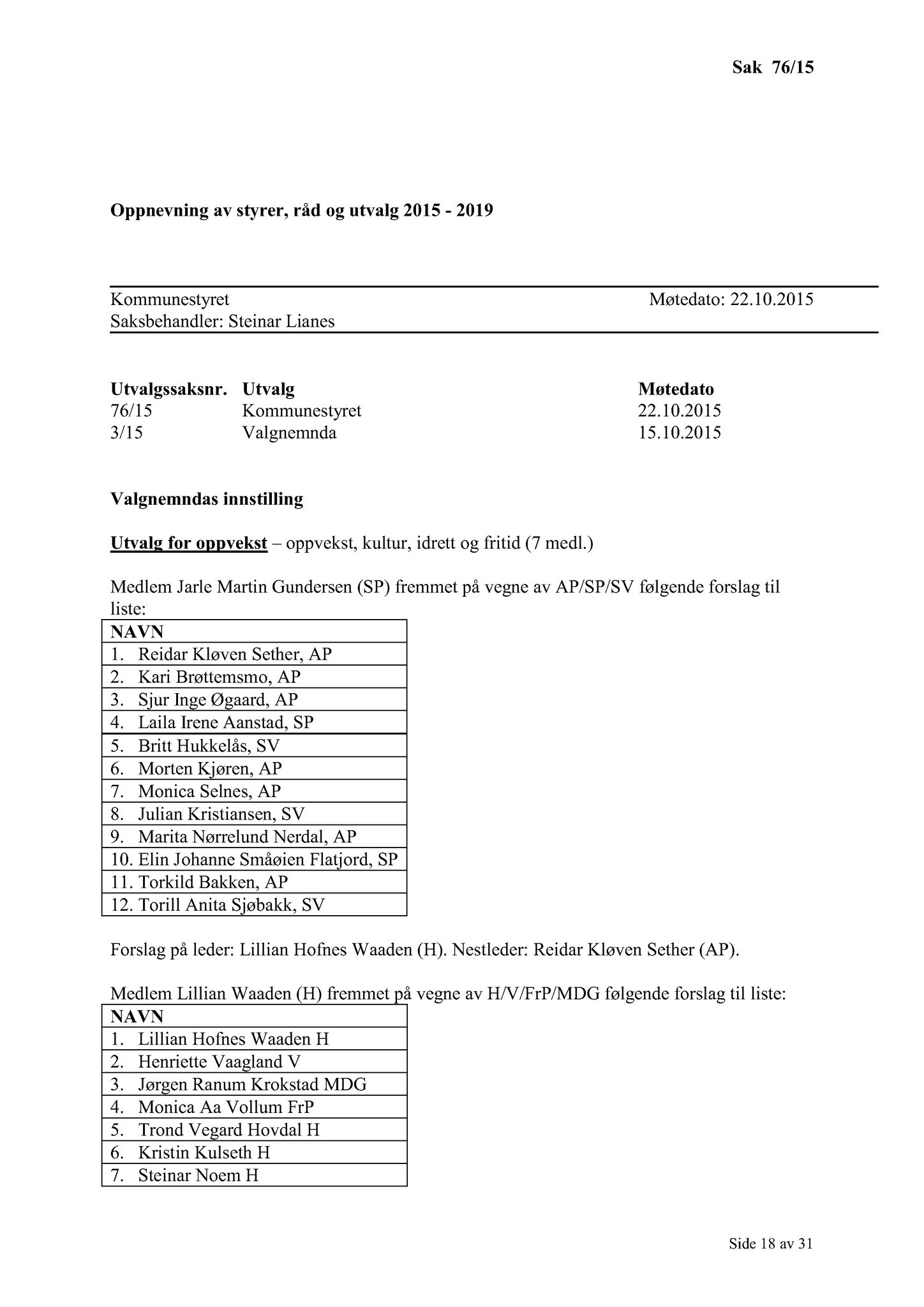 Klæbu Kommune, TRKO/KK/01-KS/L008: Kommunestyret - Møtedokumenter, 2015, p. 1595