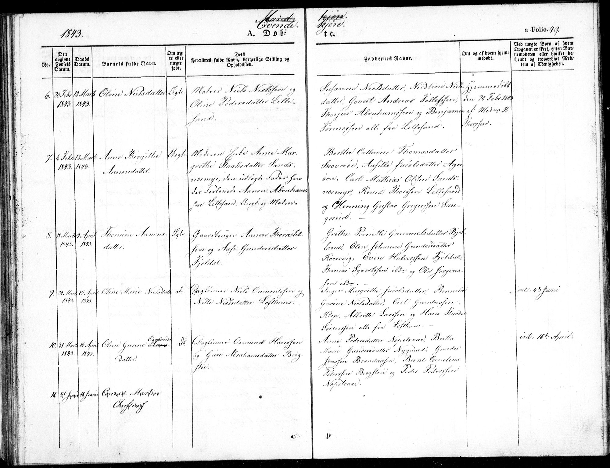 Vestre Moland sokneprestkontor, AV/SAK-1111-0046/F/Fb/Fbb/L0002: Parish register (copy) no. B 2, 1836-1851, p. 49