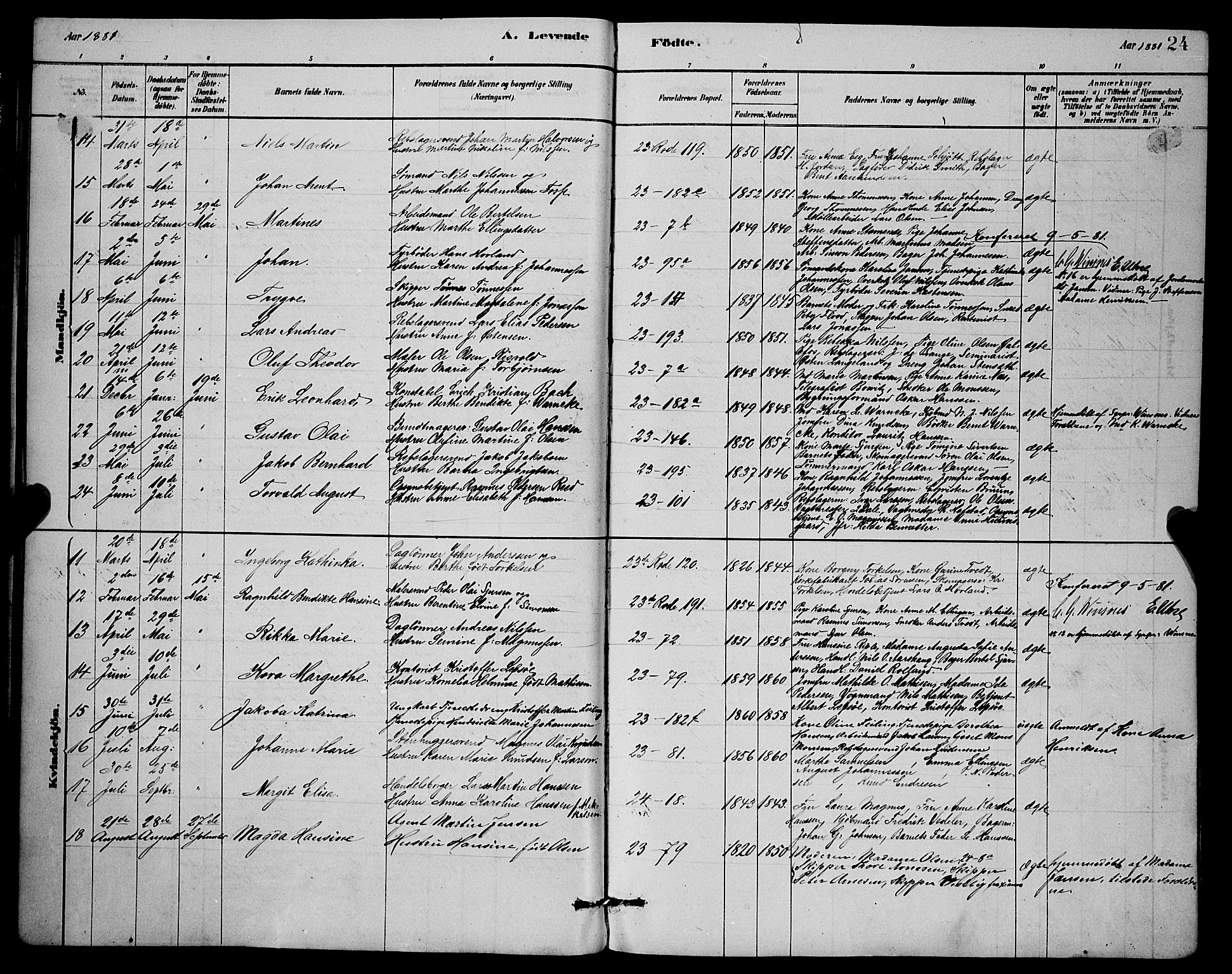 Mariakirken Sokneprestembete, AV/SAB-A-76901/H/Hab/L0004: Parish register (copy) no. A 4, 1878-1892, p. 24