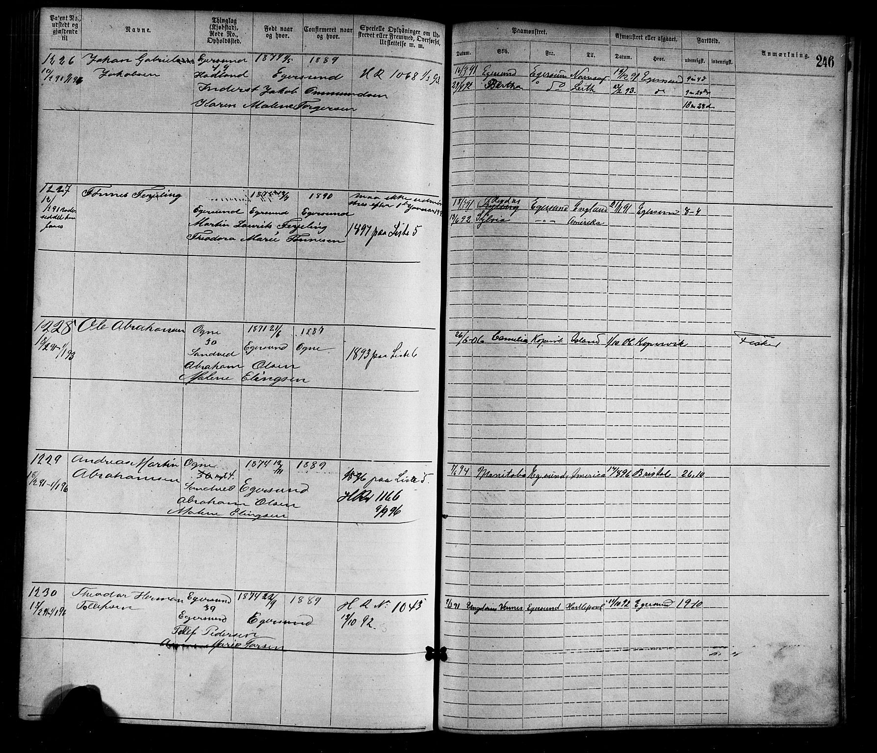Egersund mønstringskrets, SAK/2031-0019/F/Fa/L0001: Annotasjonsrulle nr 1-1440 med register, O-1, 1869-1895, p. 271