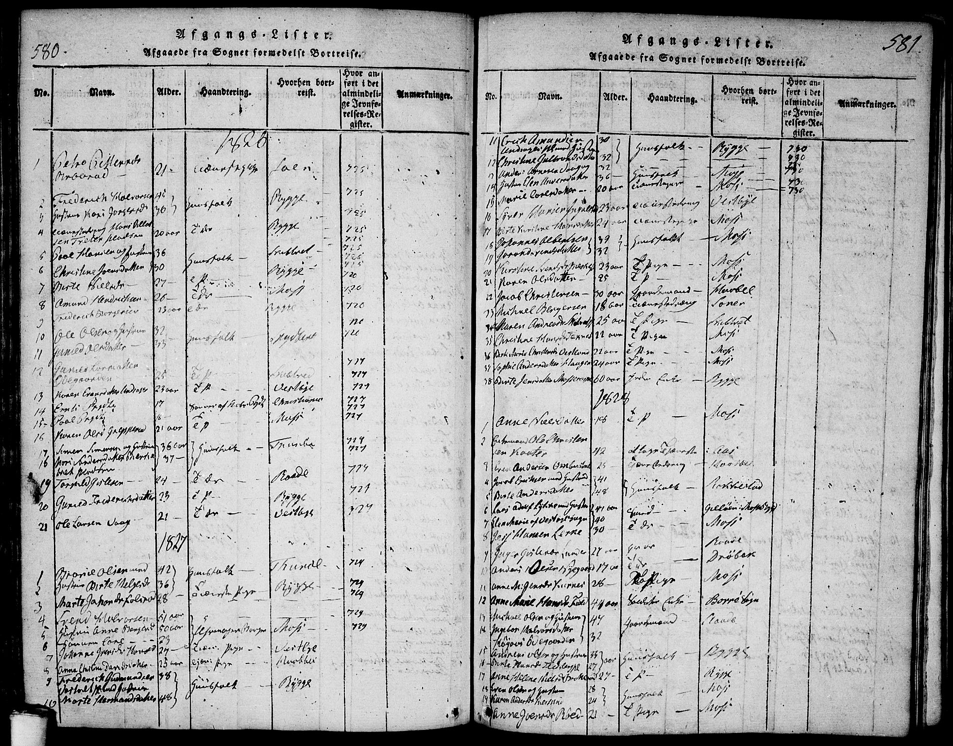 Våler prestekontor Kirkebøker, SAO/A-11083/F/Fa/L0005: Parish register (official) no. I 5, 1815-1839, p. 580-581