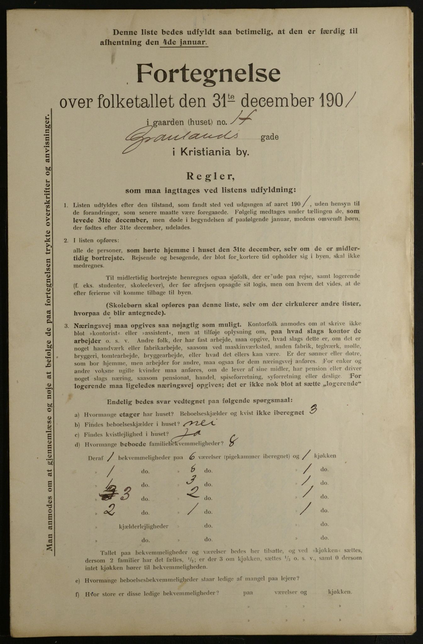 OBA, Municipal Census 1901 for Kristiania, 1901, p. 5073