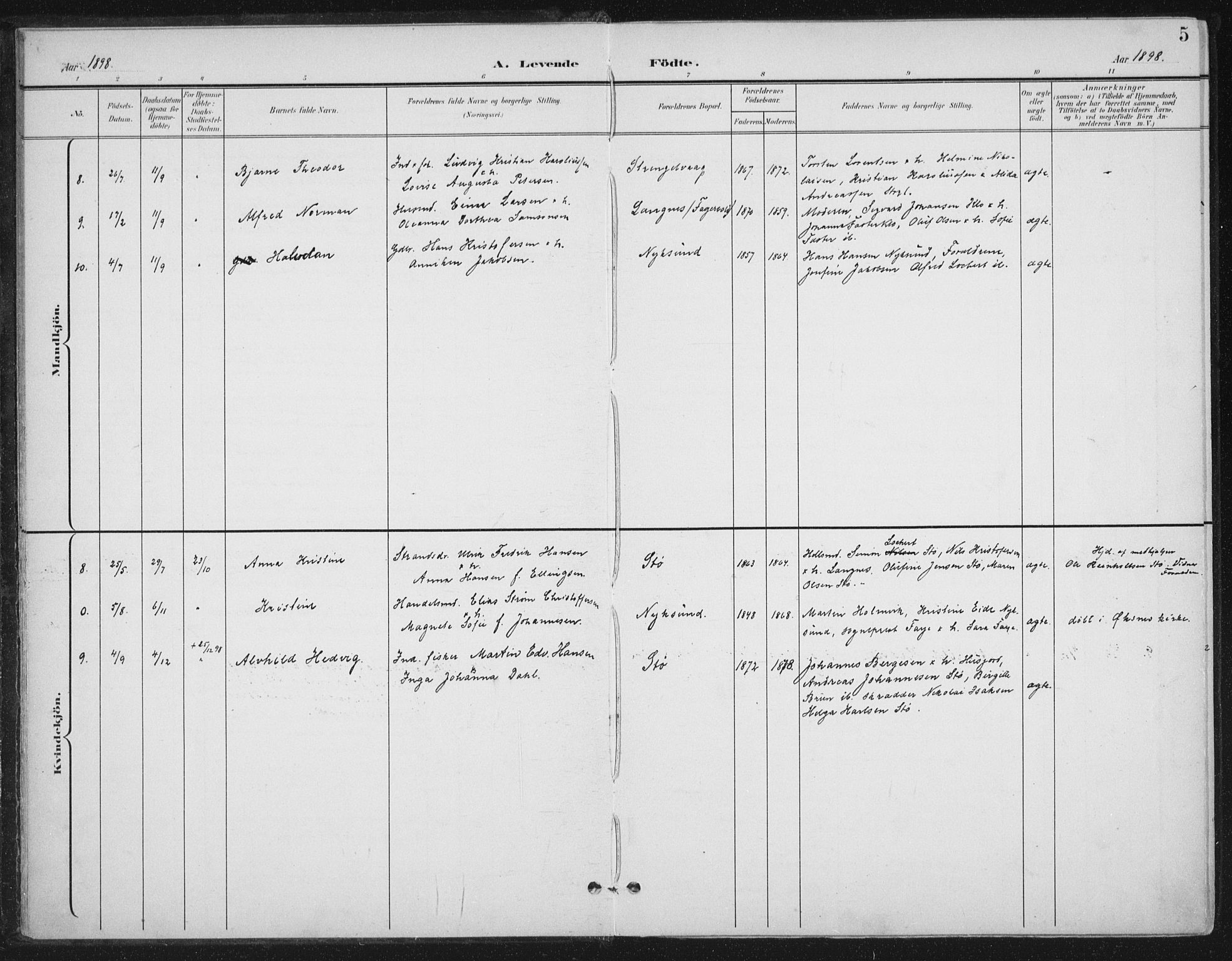 Ministerialprotokoller, klokkerbøker og fødselsregistre - Nordland, AV/SAT-A-1459/894/L1356: Parish register (official) no. 894A02, 1897-1914, p. 5