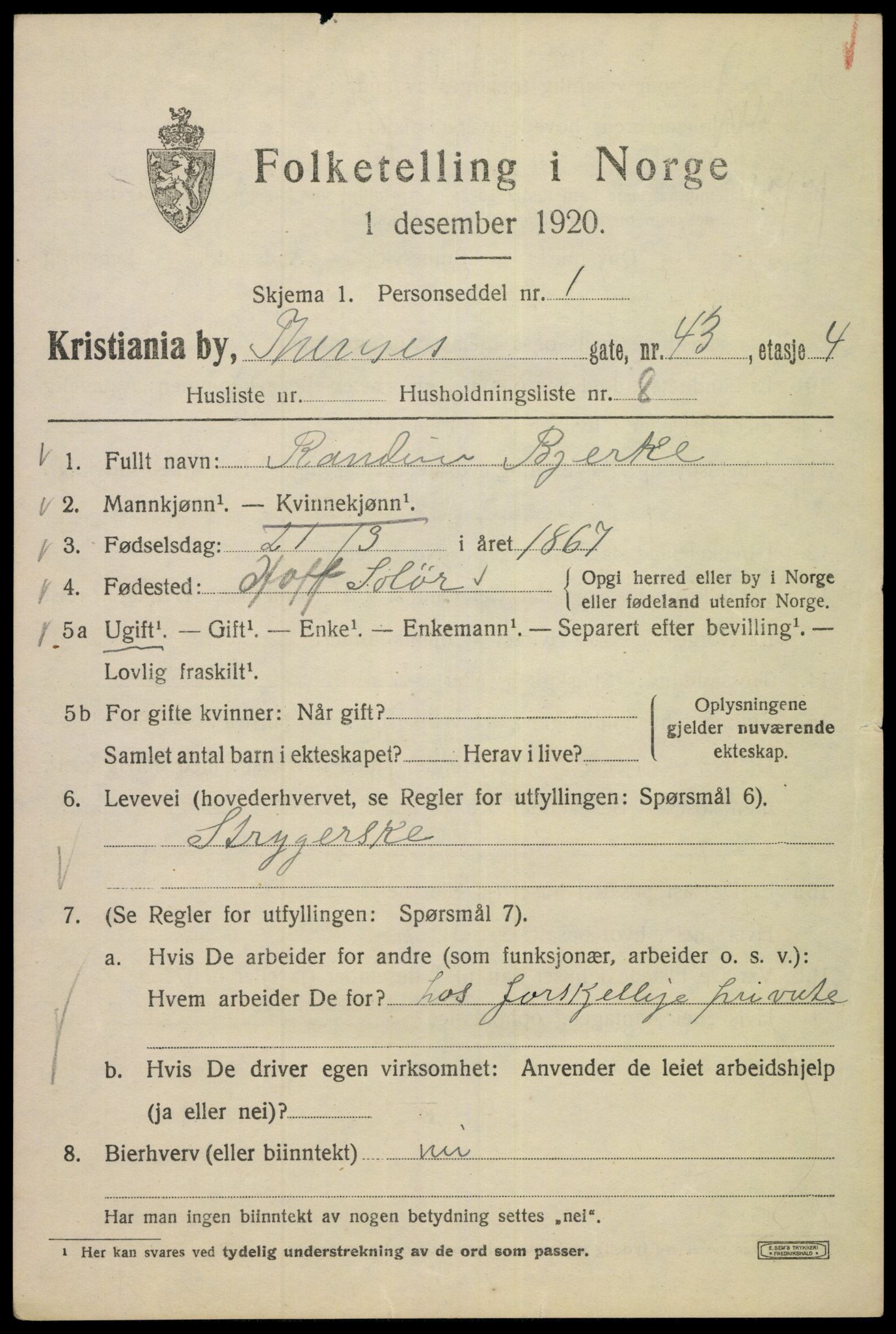 SAO, 1920 census for Kristiania, 1920, p. 570023