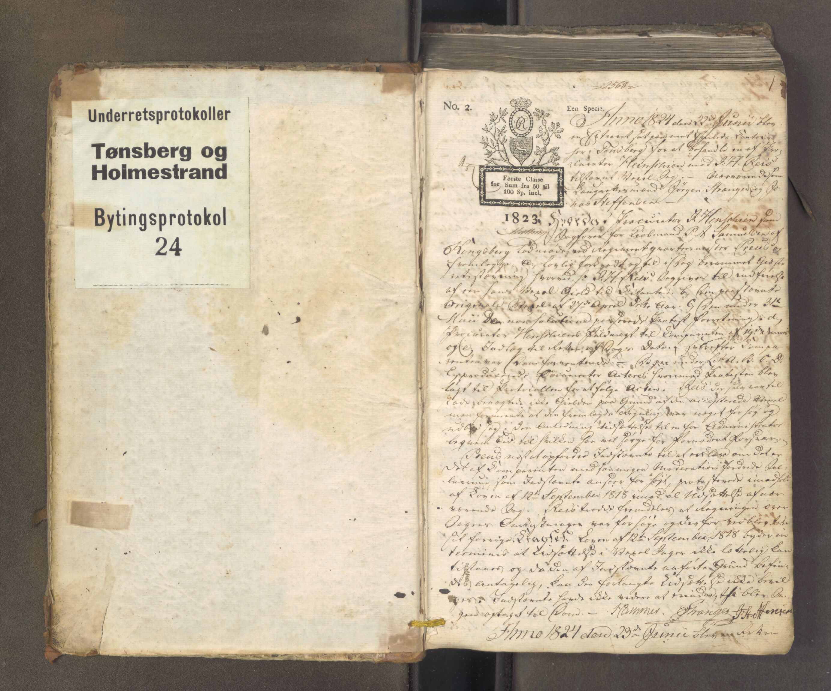 Tønsberg byfogd, AV/SAKO-A-224/F/Fa/L0024: Tingbok, 1824-1836, p. 1