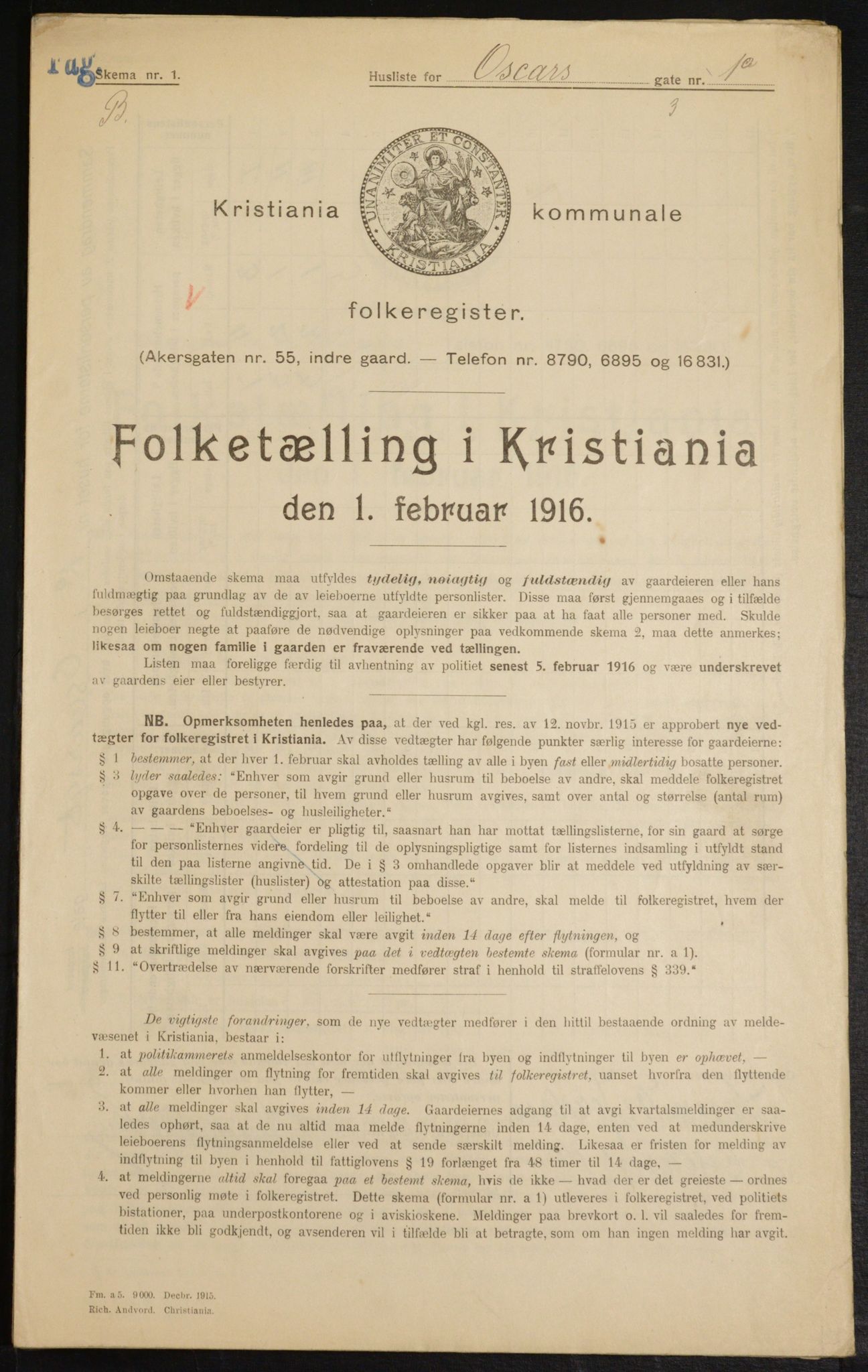 OBA, Municipal Census 1916 for Kristiania, 1916, p. 77958