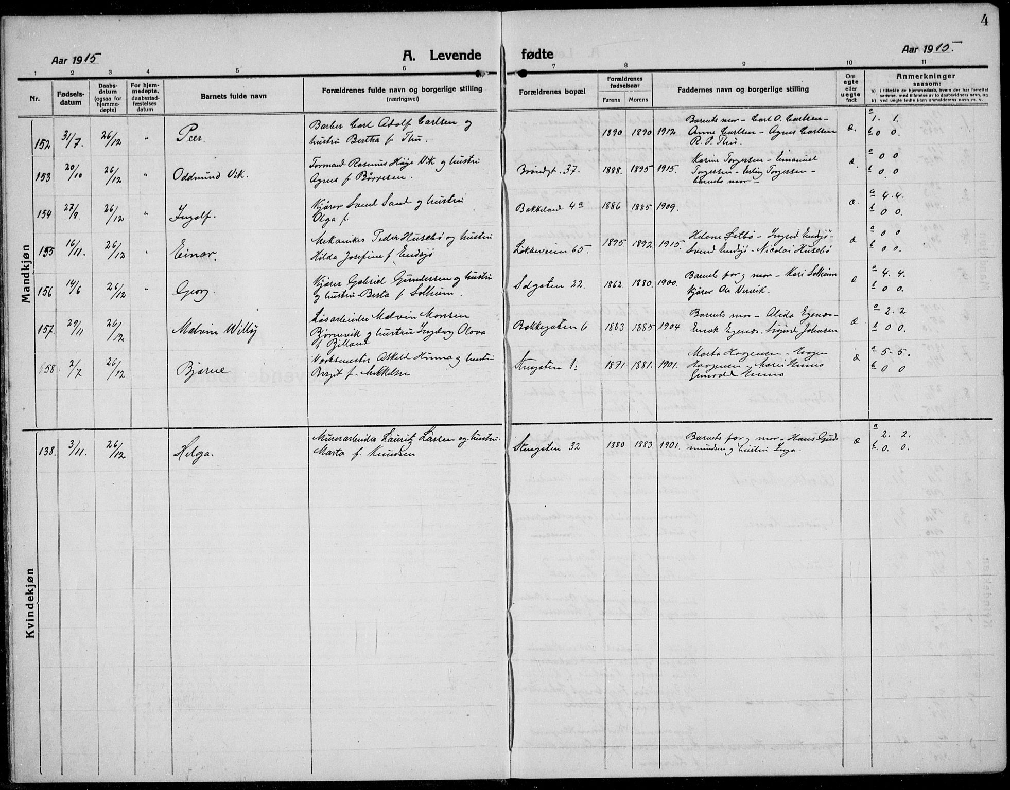 Domkirken sokneprestkontor, SAST/A-101812/001/30/30BB/L0019: Parish register (copy) no. B 19, 1915-1932, p. 4