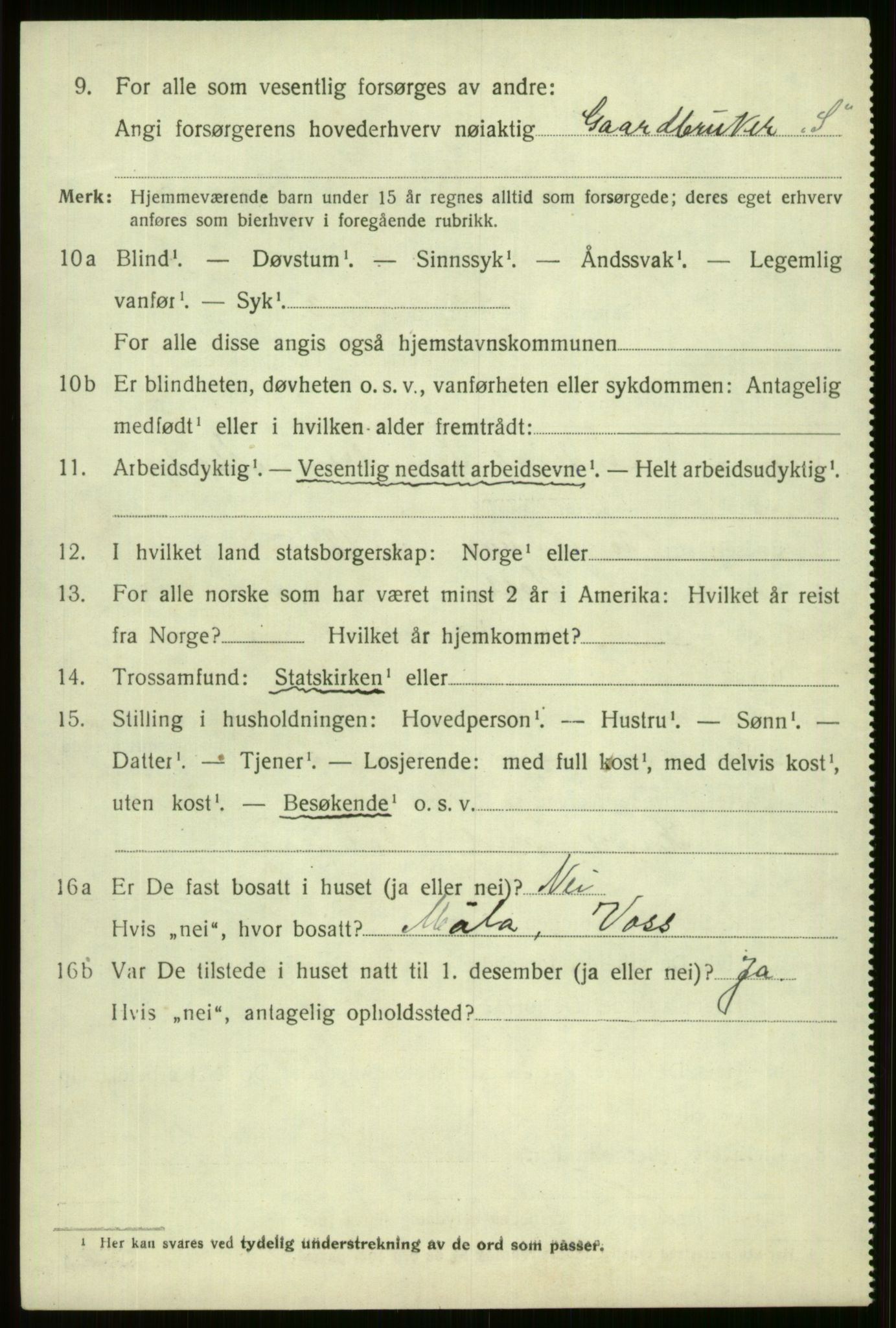 SAB, 1920 census for Voss, 1920, p. 14902