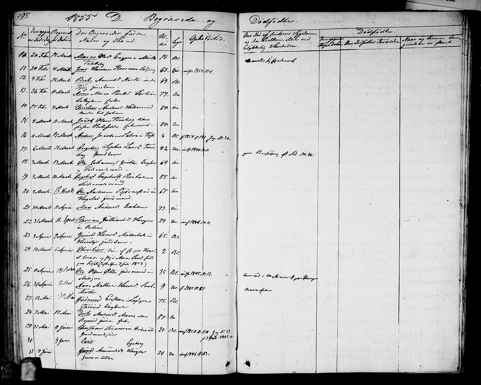 Aurskog prestekontor Kirkebøker, SAO/A-10304a/G/Ga/L0002: Parish register (copy) no. I 2, 1829-1857, p. 498