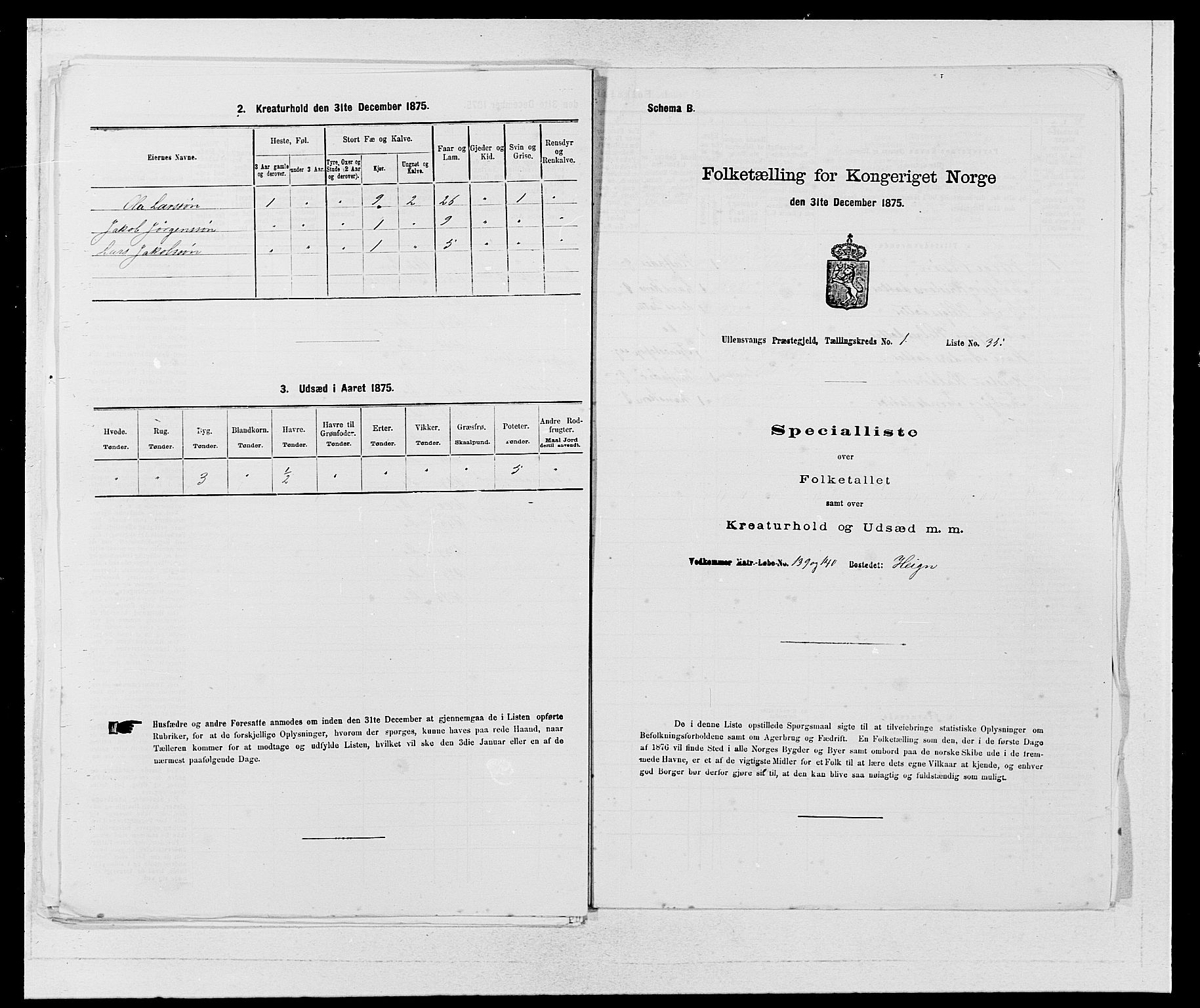 SAB, 1875 census for 1230P Ullensvang, 1875, p. 115