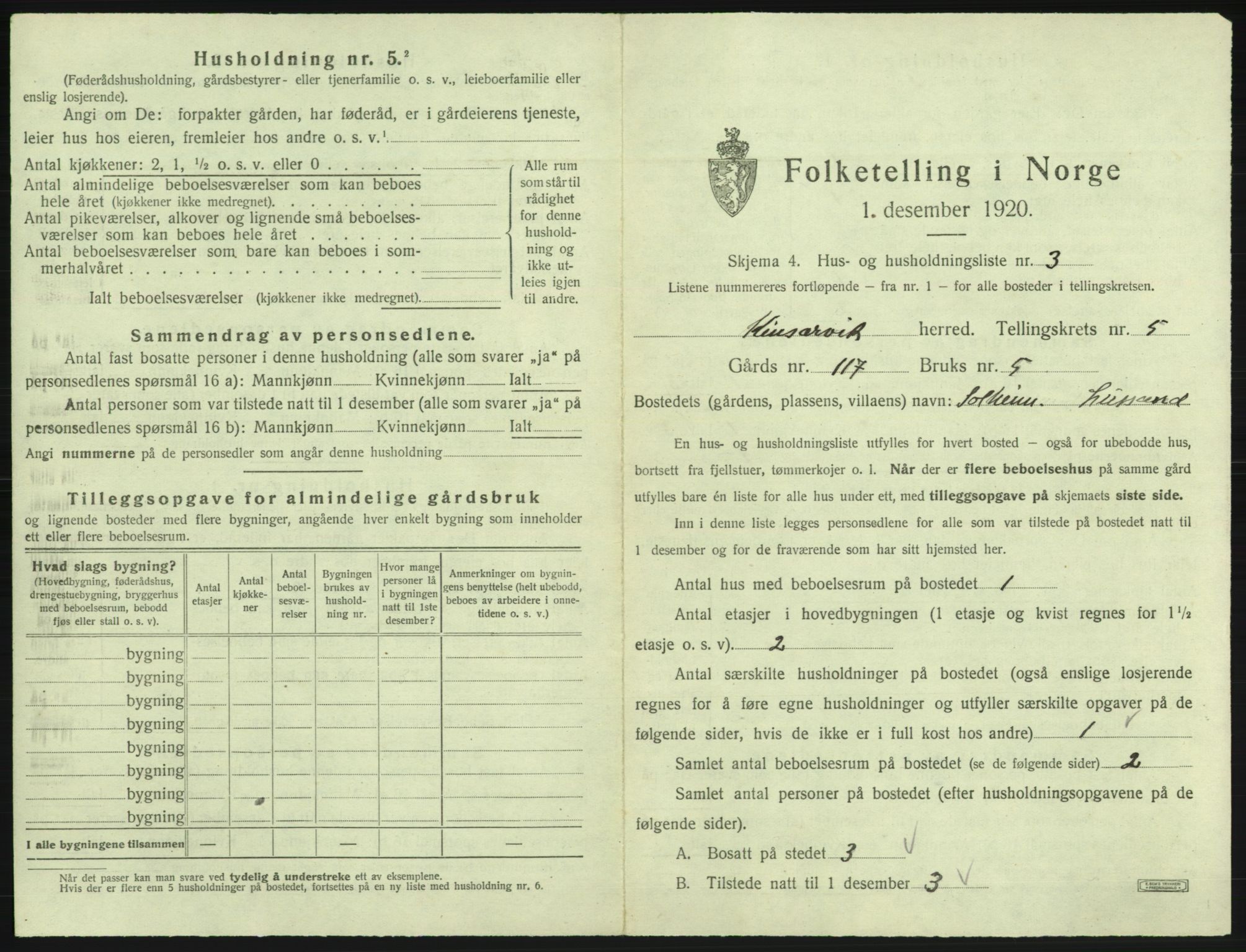 SAB, 1920 census for Kinsarvik, 1920, p. 353