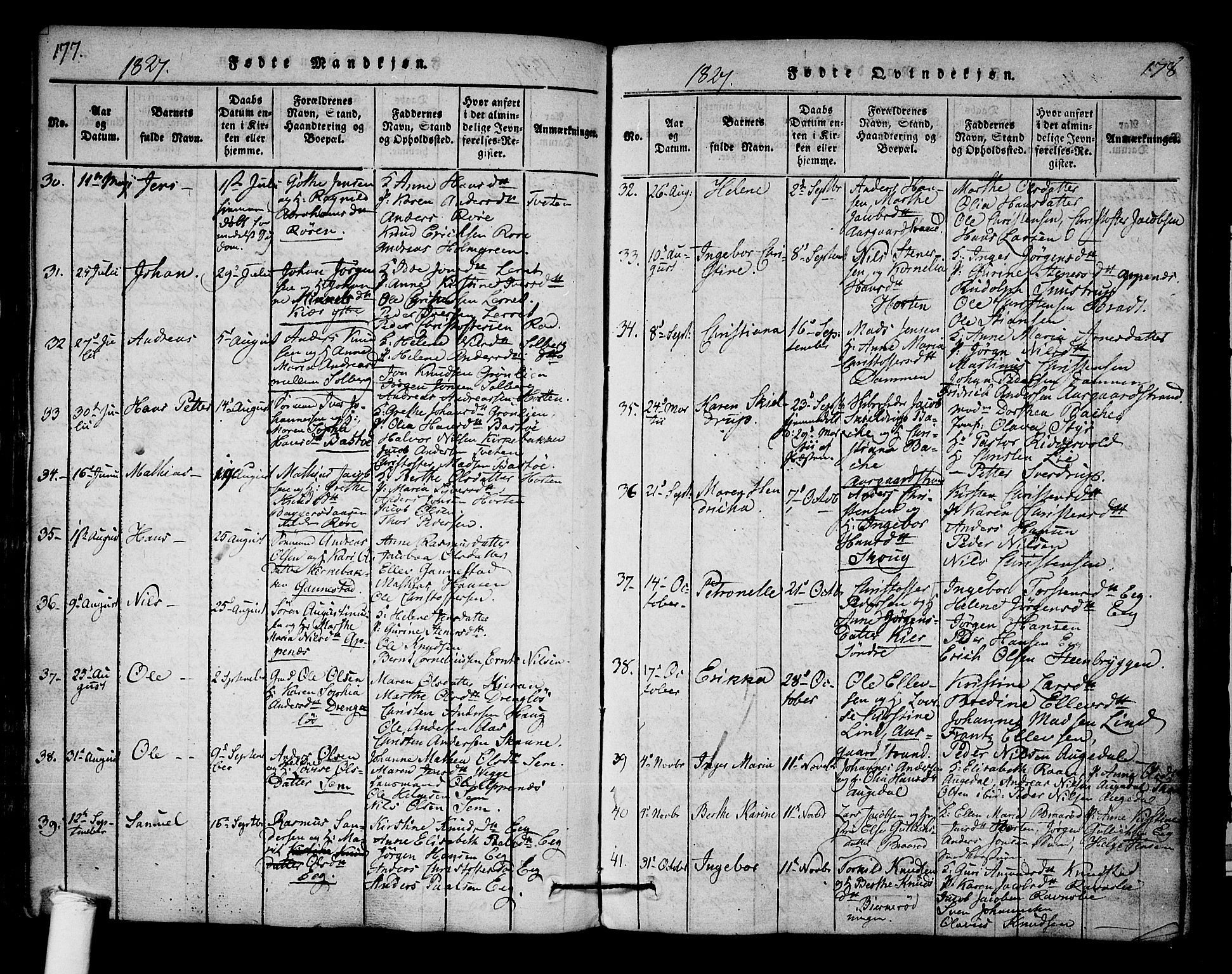 Borre kirkebøker, SAKO/A-338/F/Fa/L0004: Parish register (official) no. I 4, 1815-1845, p. 177-178