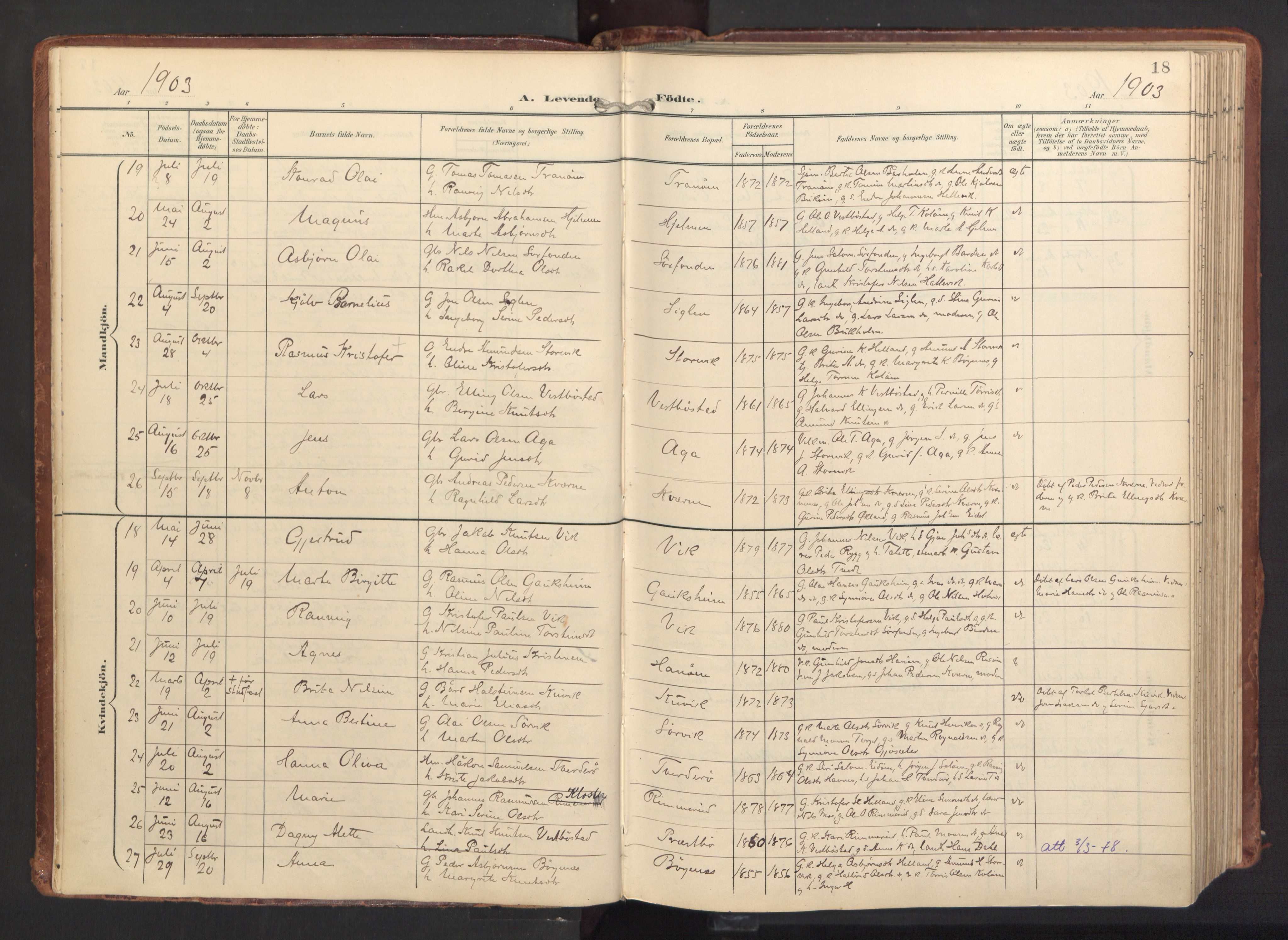 Fitjar sokneprestembete, AV/SAB-A-99926: Parish register (official) no. A 3, 1900-1918, p. 18