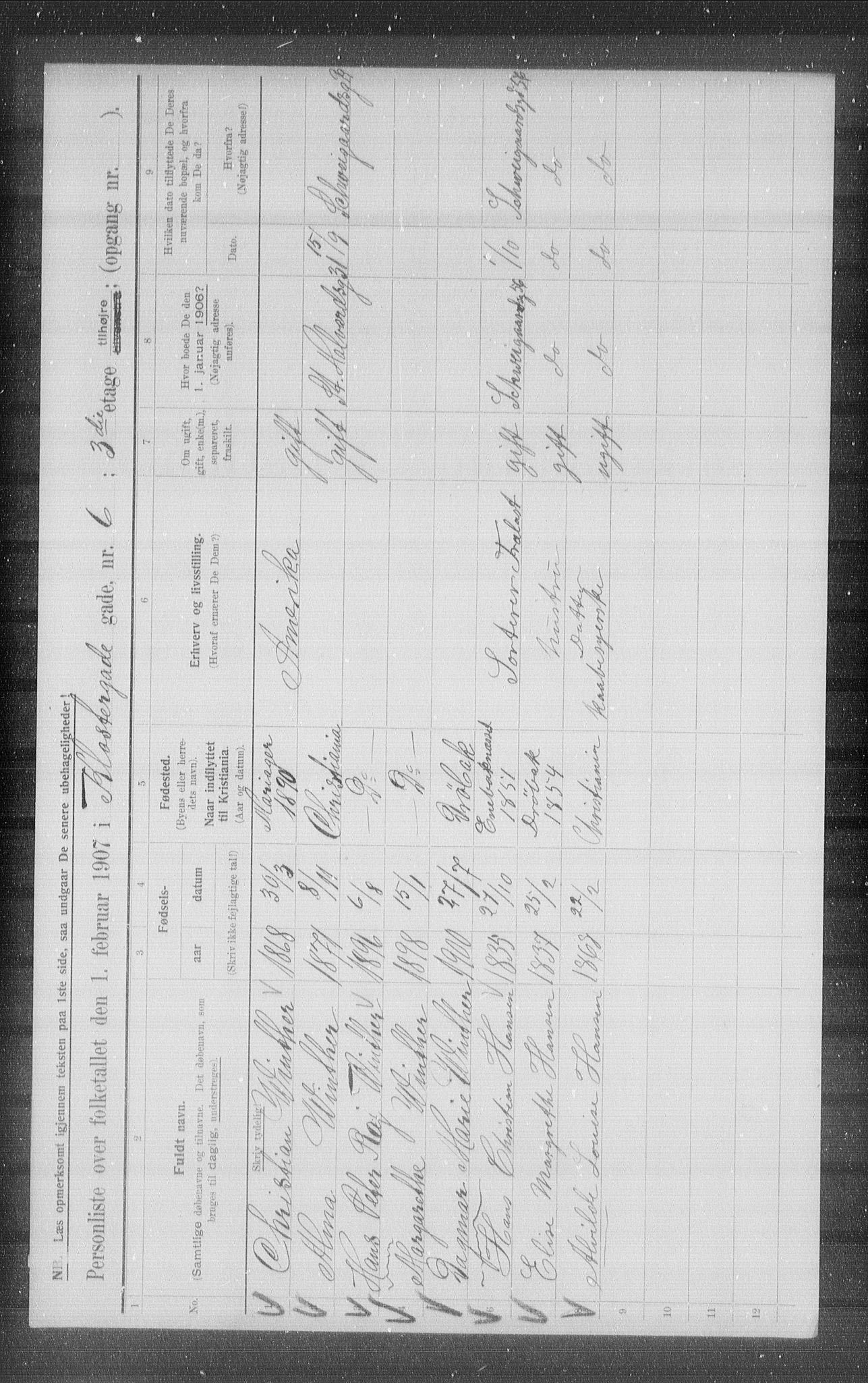 OBA, Municipal Census 1907 for Kristiania, 1907, p. 26552