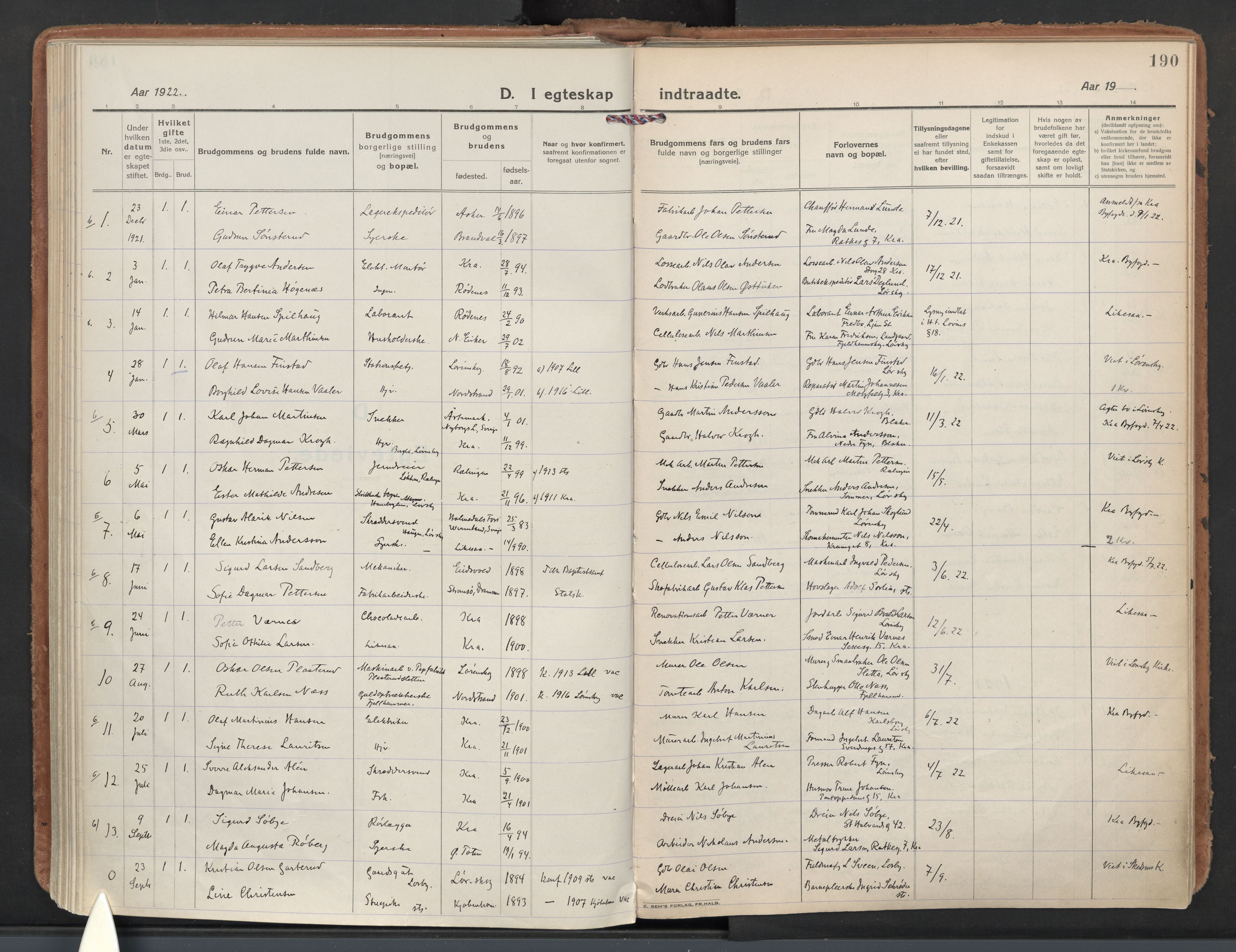 Skedsmo prestekontor Kirkebøker, AV/SAO-A-10033a/F/Fb/L0003: Parish register (official) no. II 3, 1921-1936, p. 190