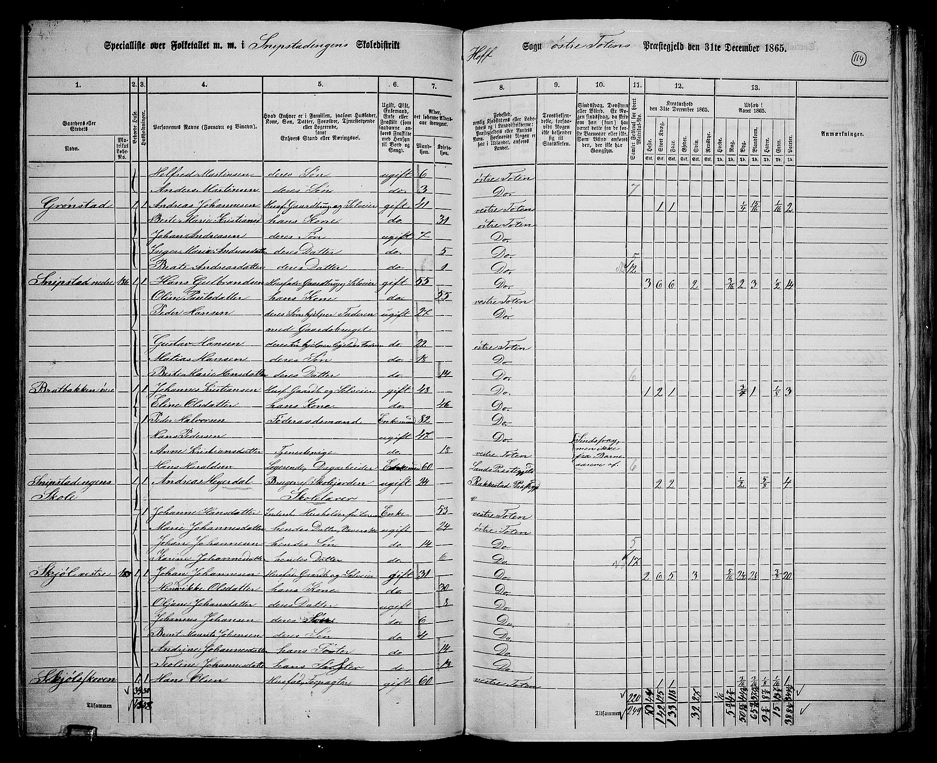 RA, 1865 census for Østre Toten, 1865, p. 234