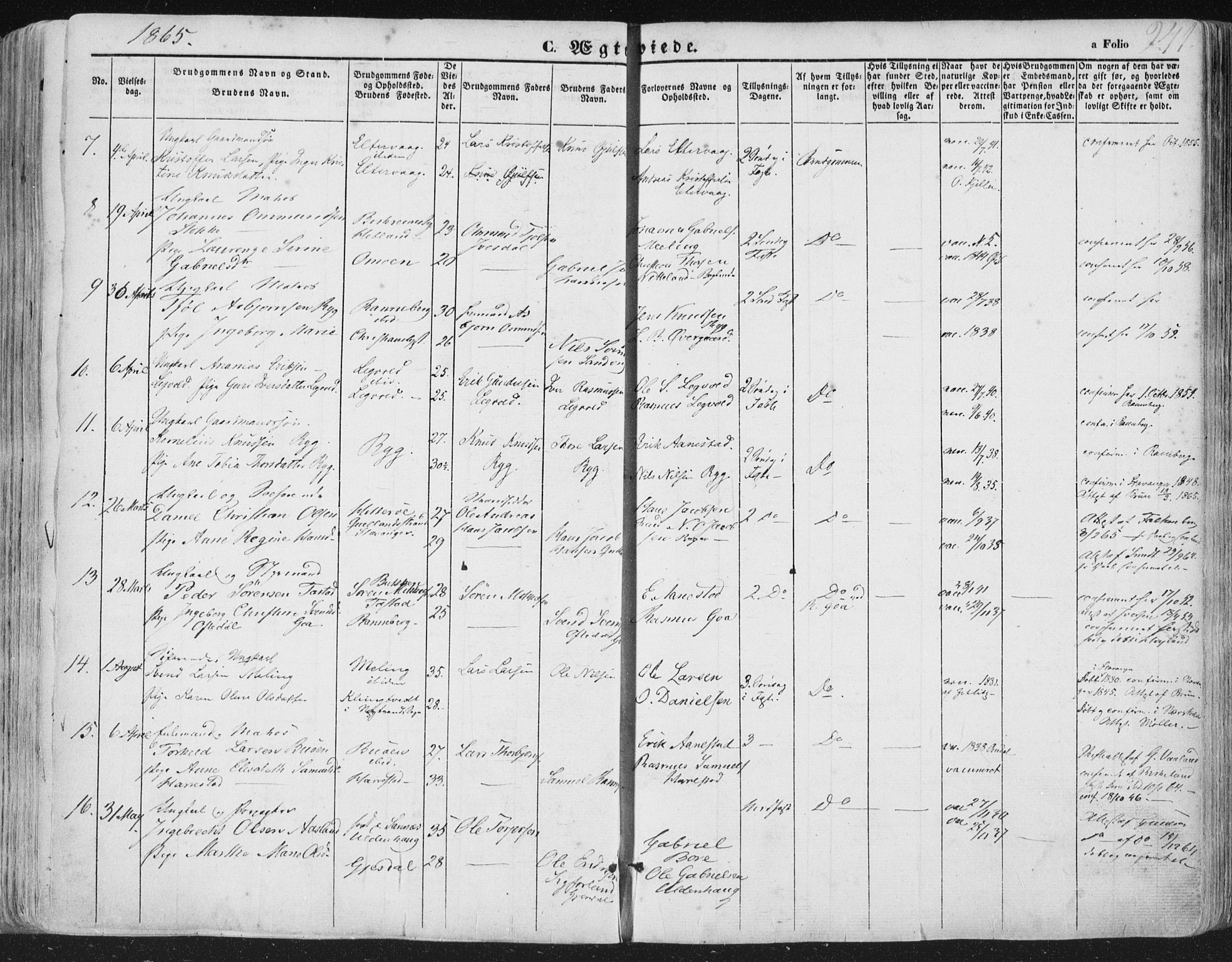 Hetland sokneprestkontor, AV/SAST-A-101826/30/30BA/L0002: Parish register (official) no. A 2, 1849-1869, p. 241