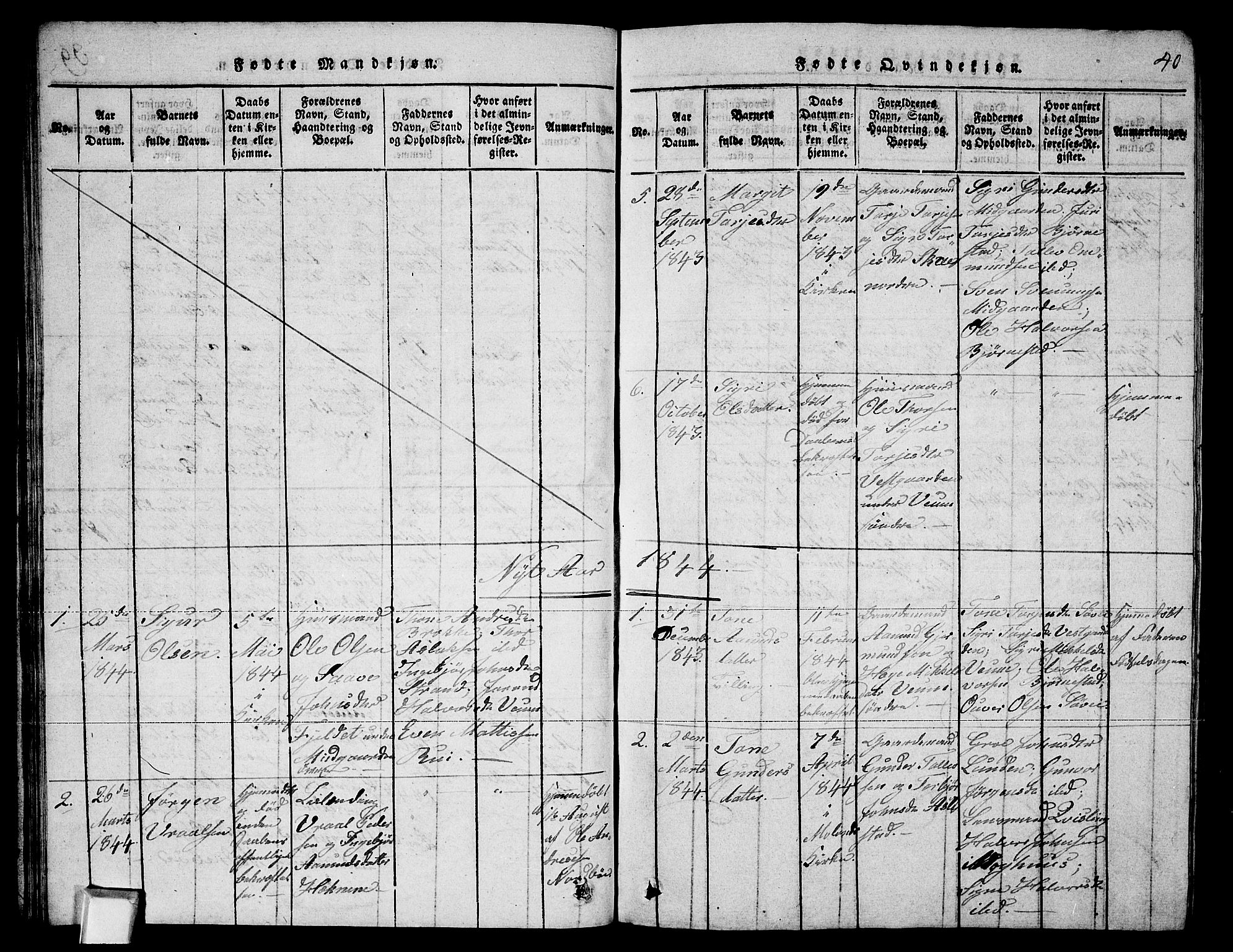 Fyresdal kirkebøker, SAKO/A-263/G/Ga/L0003: Parish register (copy) no. I 3, 1815-1863, p. 40