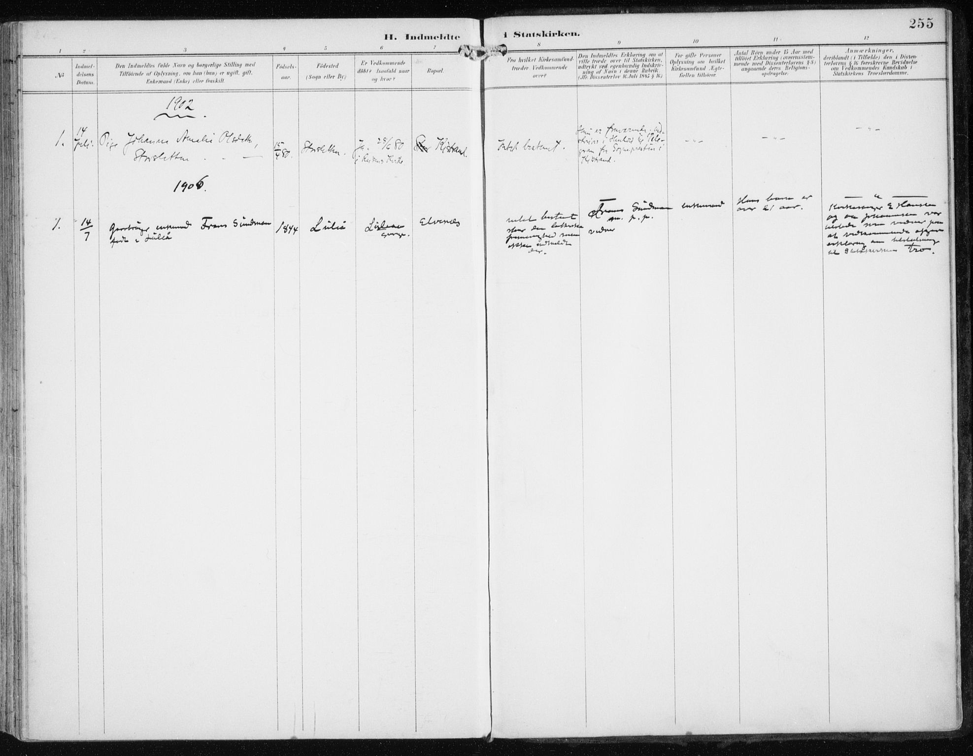Skjervøy sokneprestkontor, SATØ/S-1300/H/Ha/Haa/L0017kirke: Parish register (official) no. 17, 1895-1911, p. 255