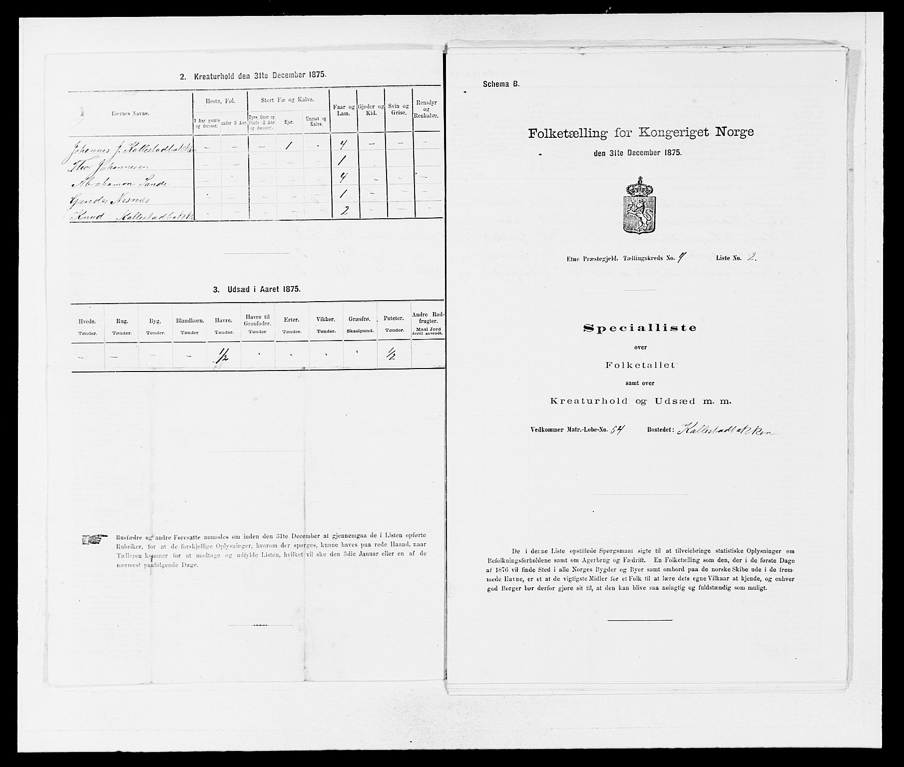 SAB, 1875 census for 1211P Etne, 1875, p. 277