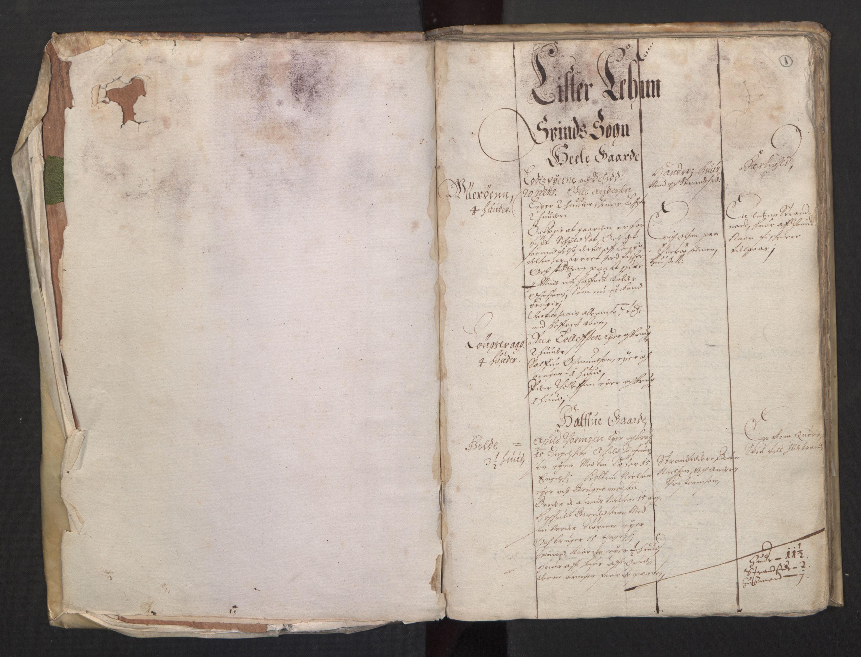 Rentekammeret inntil 1814, Realistisk ordnet avdeling, AV/RA-EA-4070/L/L0020/0004: Agder lagdømme: / Alminnelig jordebok. Lista len, 1661, p. 1