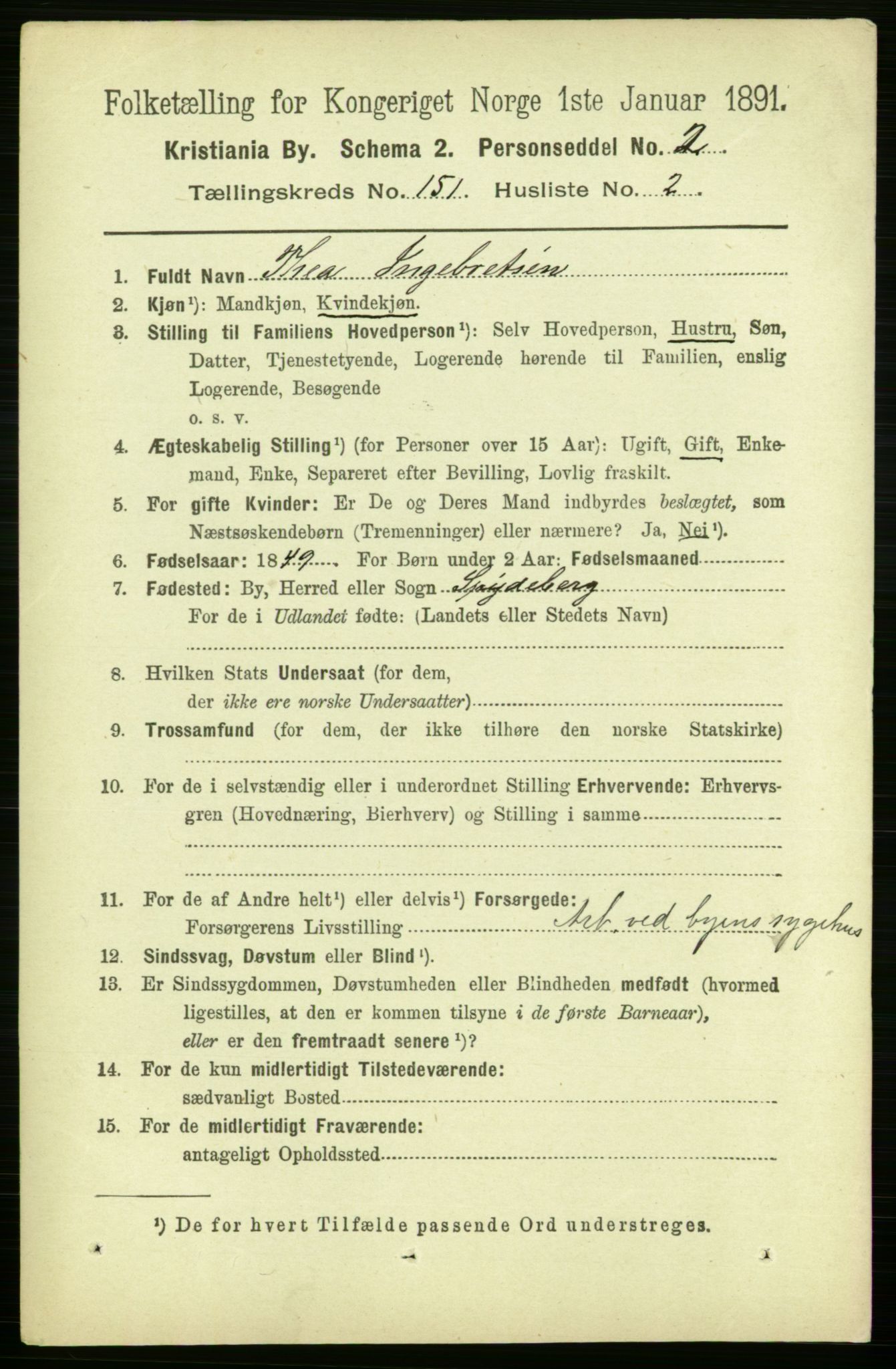 RA, 1891 census for 0301 Kristiania, 1891, p. 84415