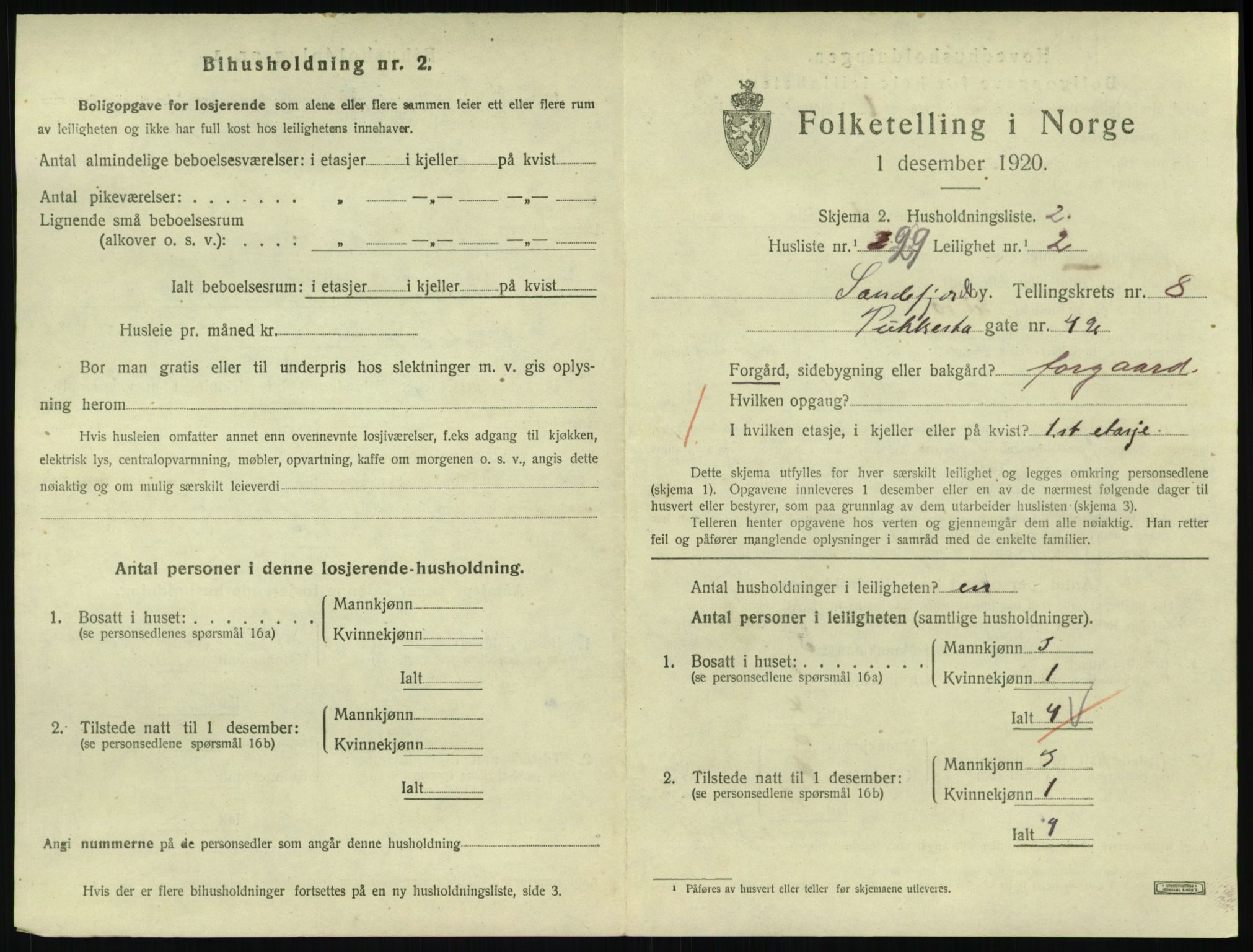 SAKO, 1920 census for Sandefjord, 1920, p. 3328