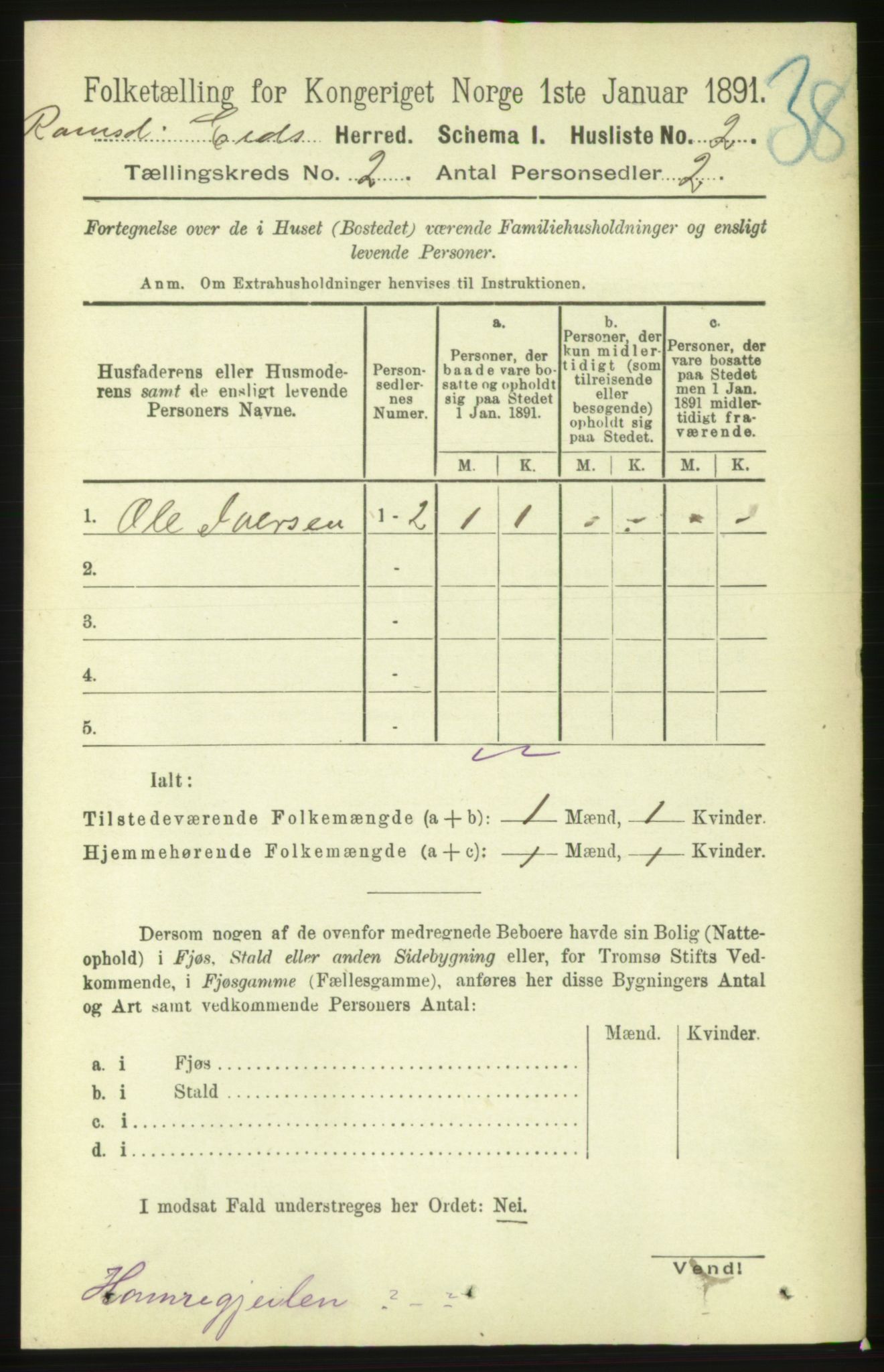 RA, 1891 census for 1538 Eid, 1891, p. 419