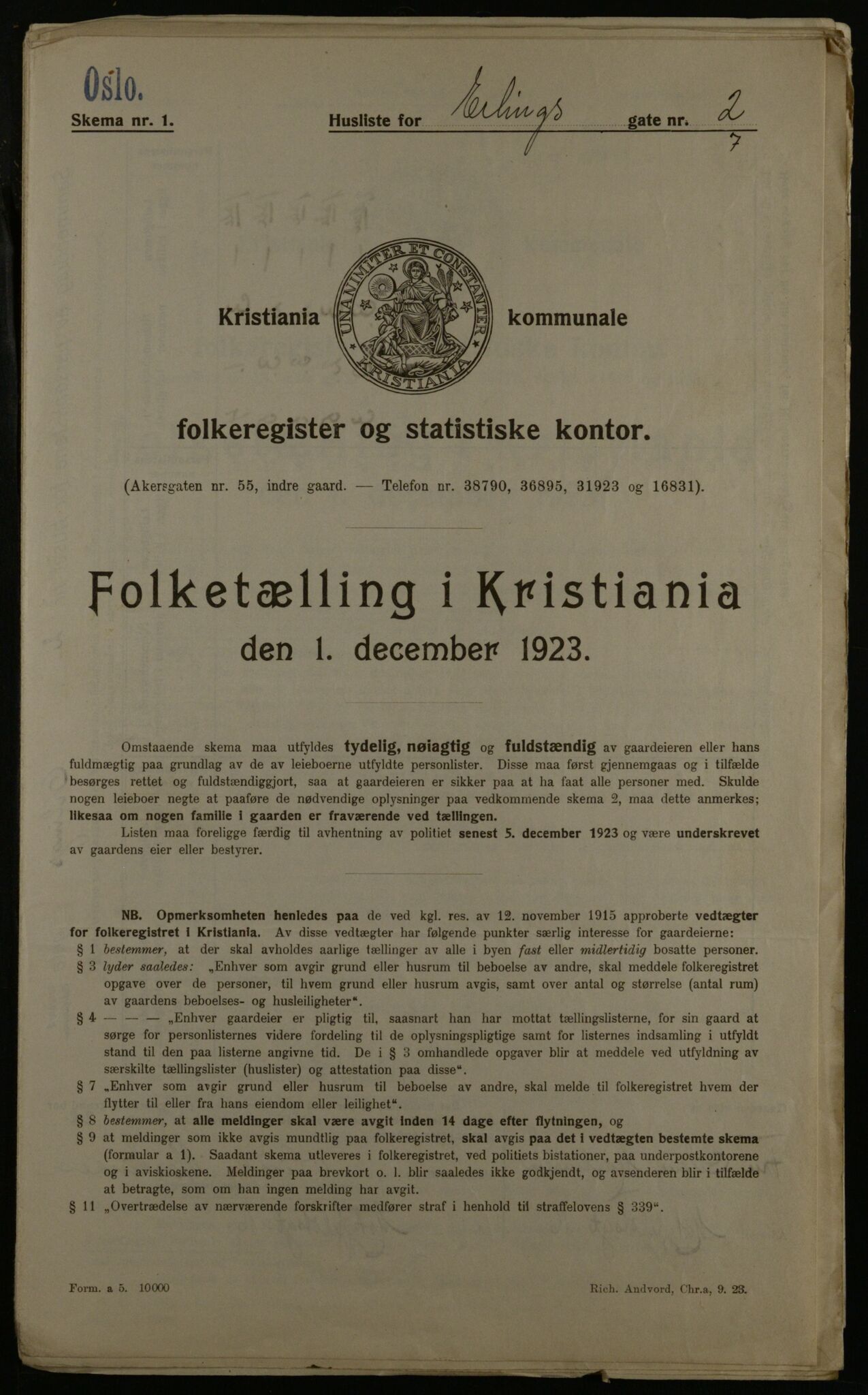 OBA, Municipal Census 1923 for Kristiania, 1923, p. 24748