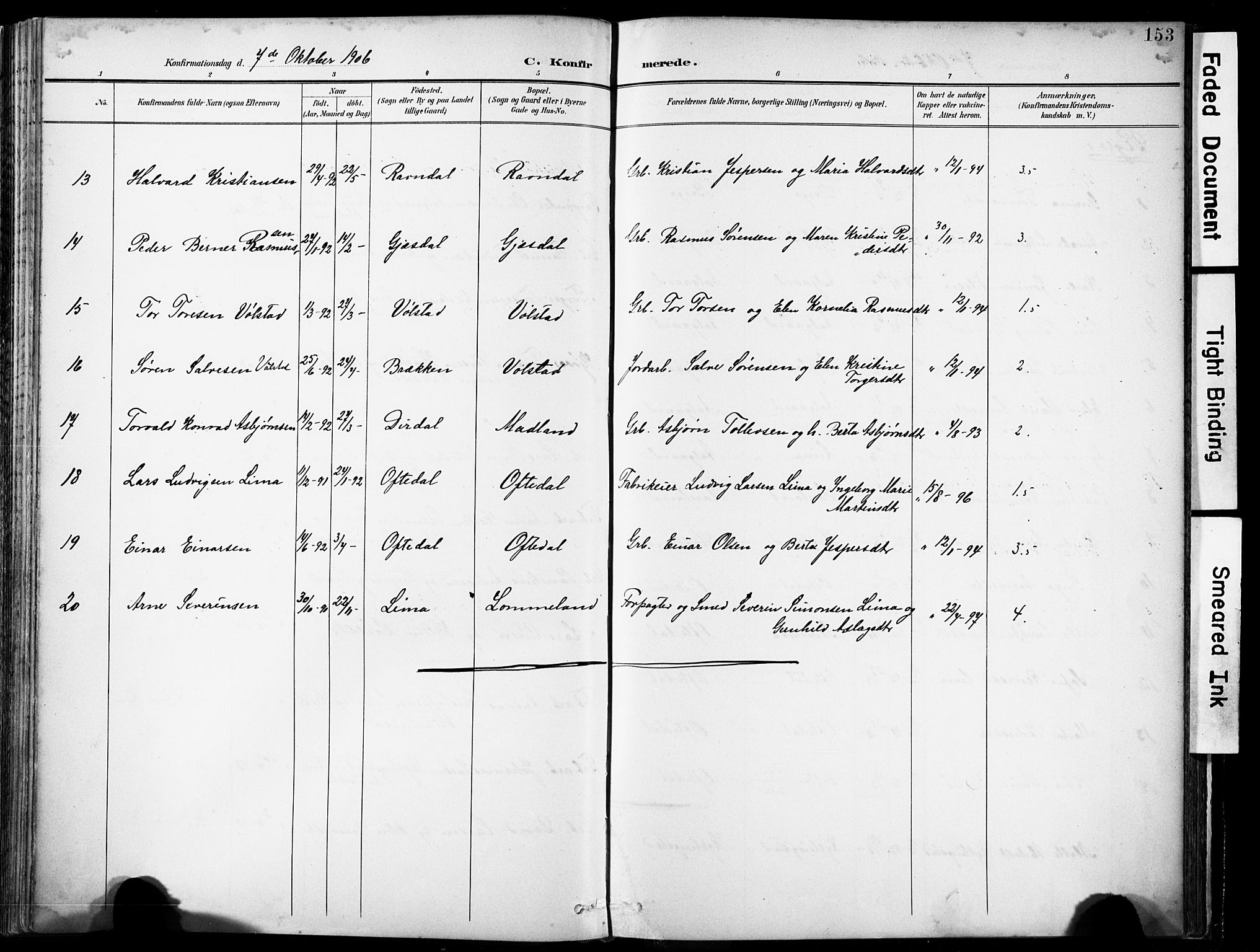 Lye sokneprestkontor, SAST/A-101794/001/30BA/L0012: Parish register (official) no. A 11, 1896-1909, p. 153