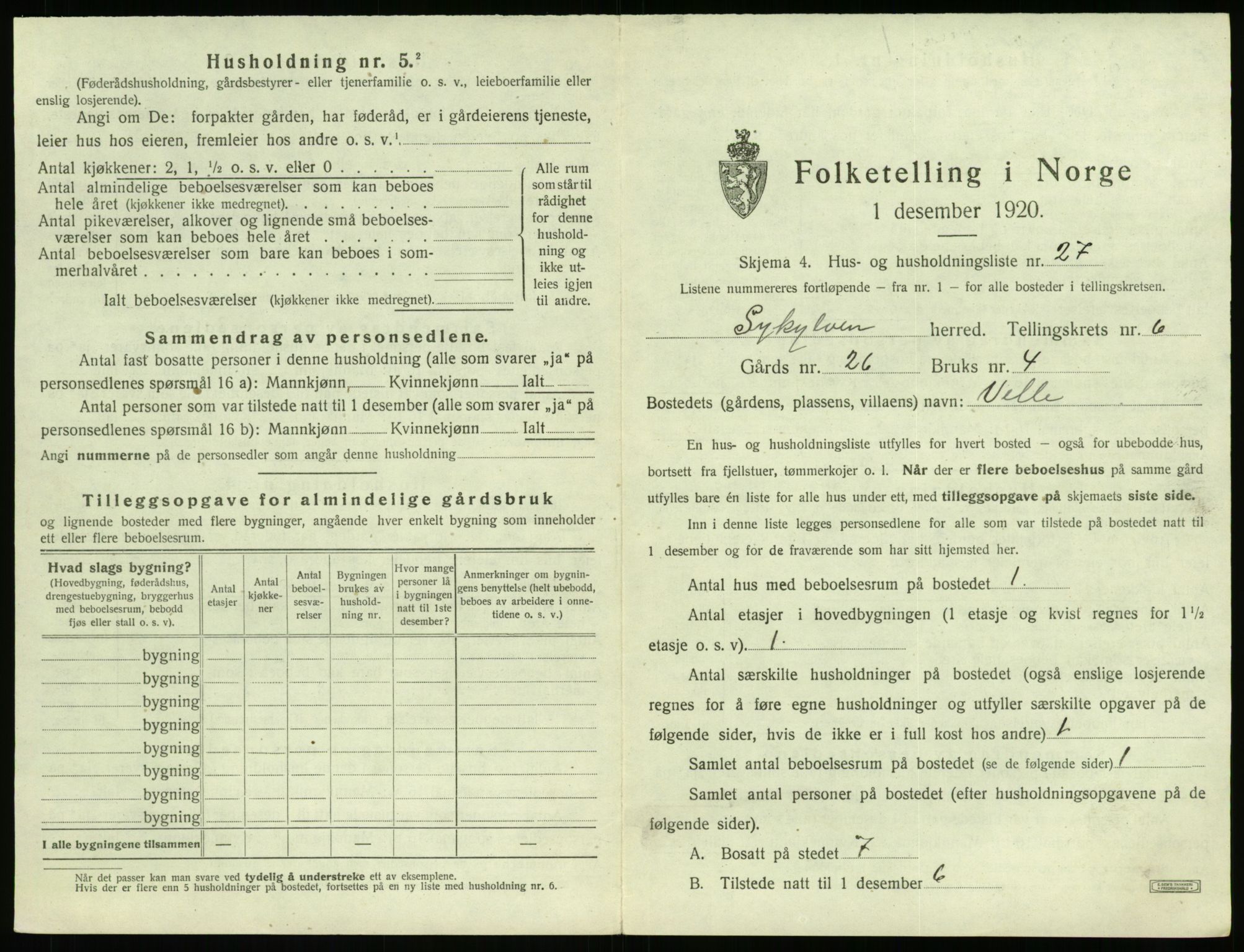 SAT, 1920 census for Sykkylven, 1920, p. 551