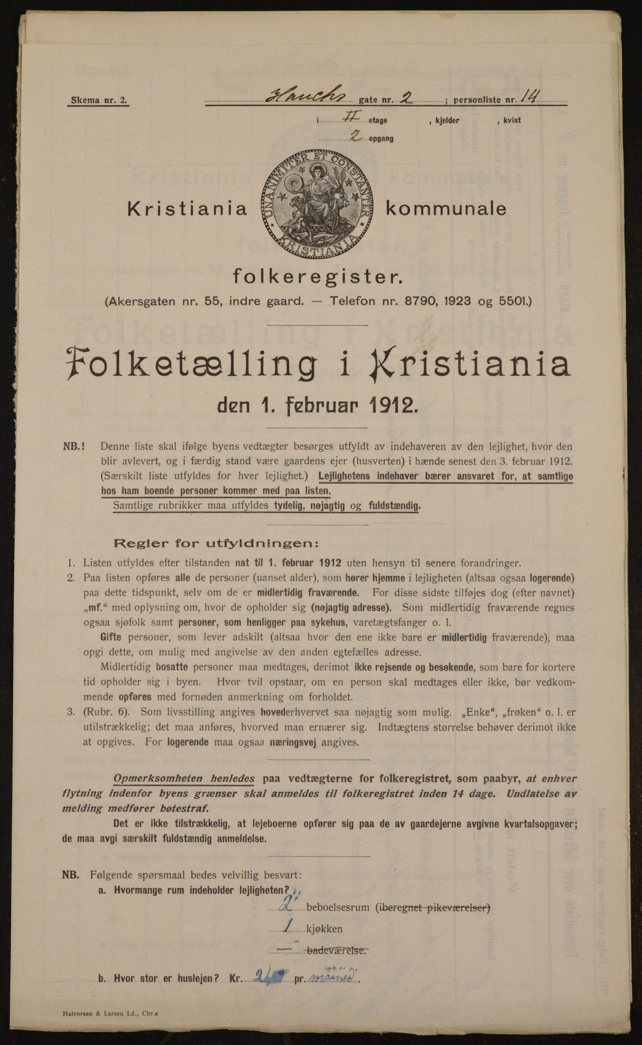 OBA, Municipal Census 1912 for Kristiania, 1912, p. 35414