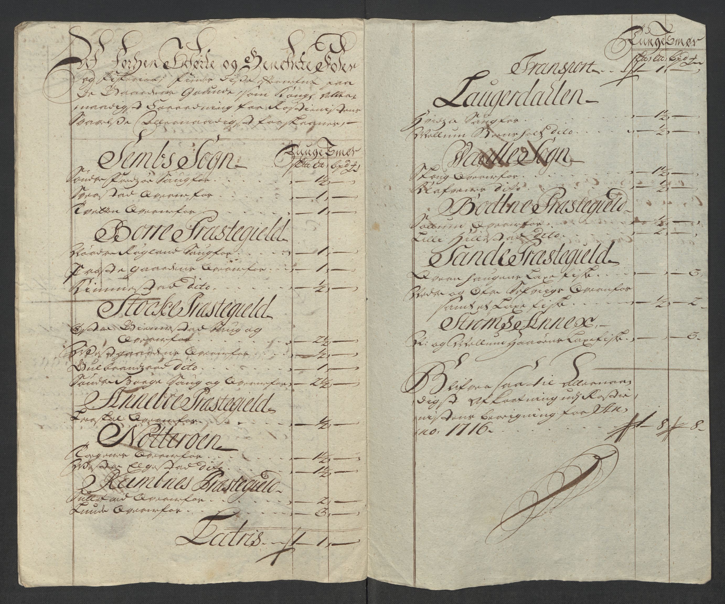 Rentekammeret inntil 1814, Reviderte regnskaper, Fogderegnskap, AV/RA-EA-4092/R32/L1880: Fogderegnskap Jarlsberg grevskap, 1716, p. 291