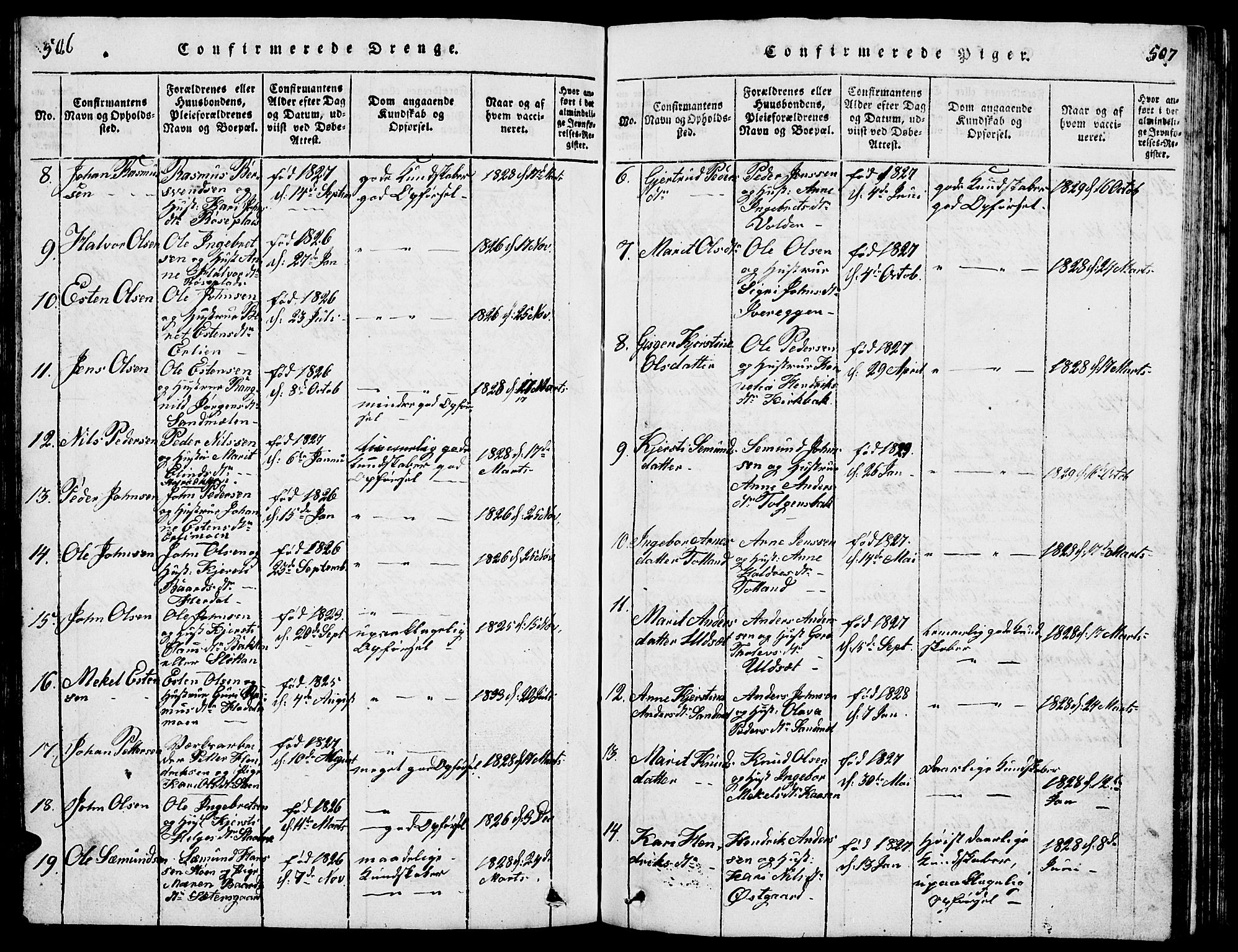 Tolga prestekontor, AV/SAH-PREST-062/L/L0001: Parish register (copy) no. 1, 1814-1877, p. 506-507