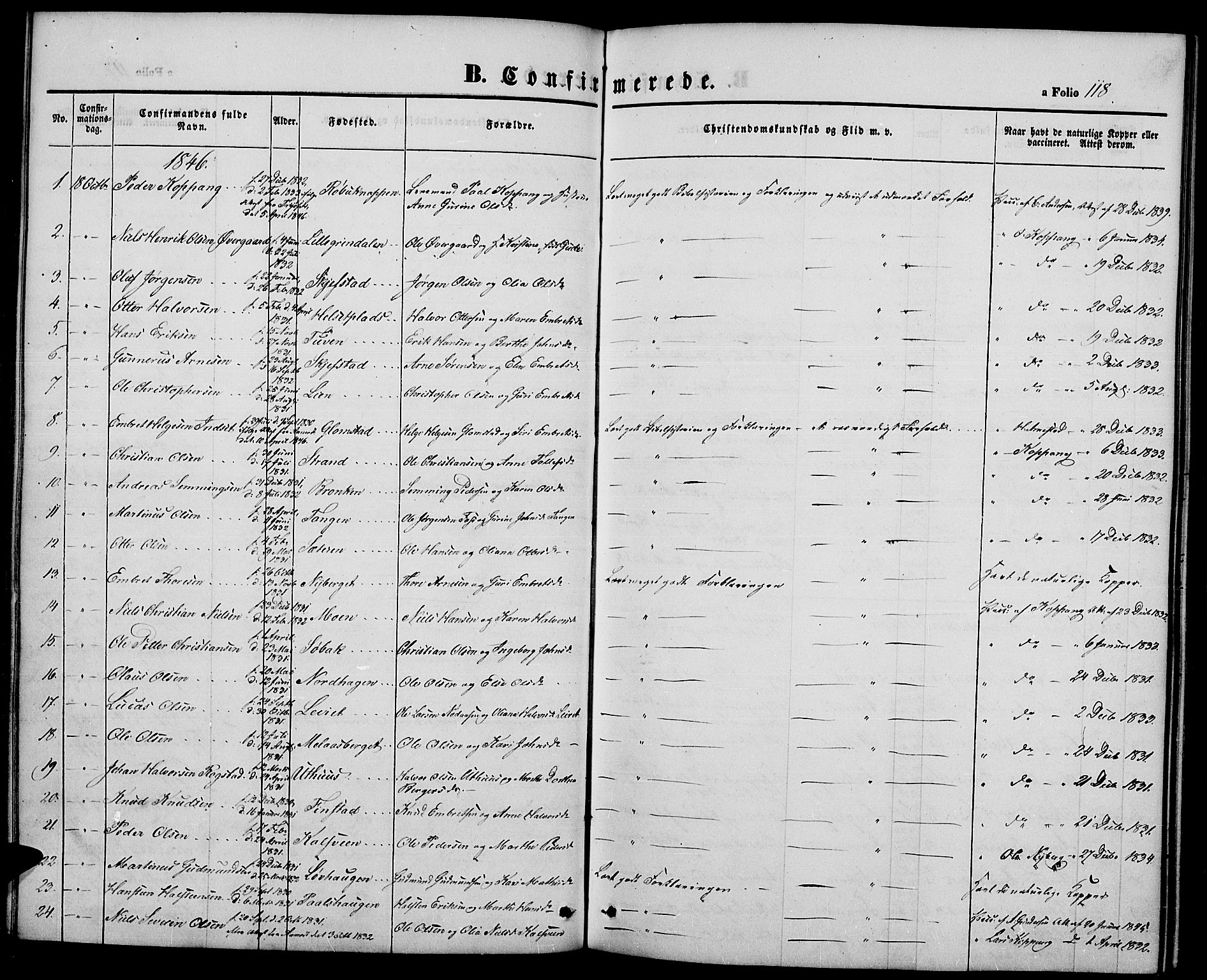 Elverum prestekontor, AV/SAH-PREST-044/H/Ha/Hab/L0002: Parish register (copy) no. 2, 1845-1855, p. 118